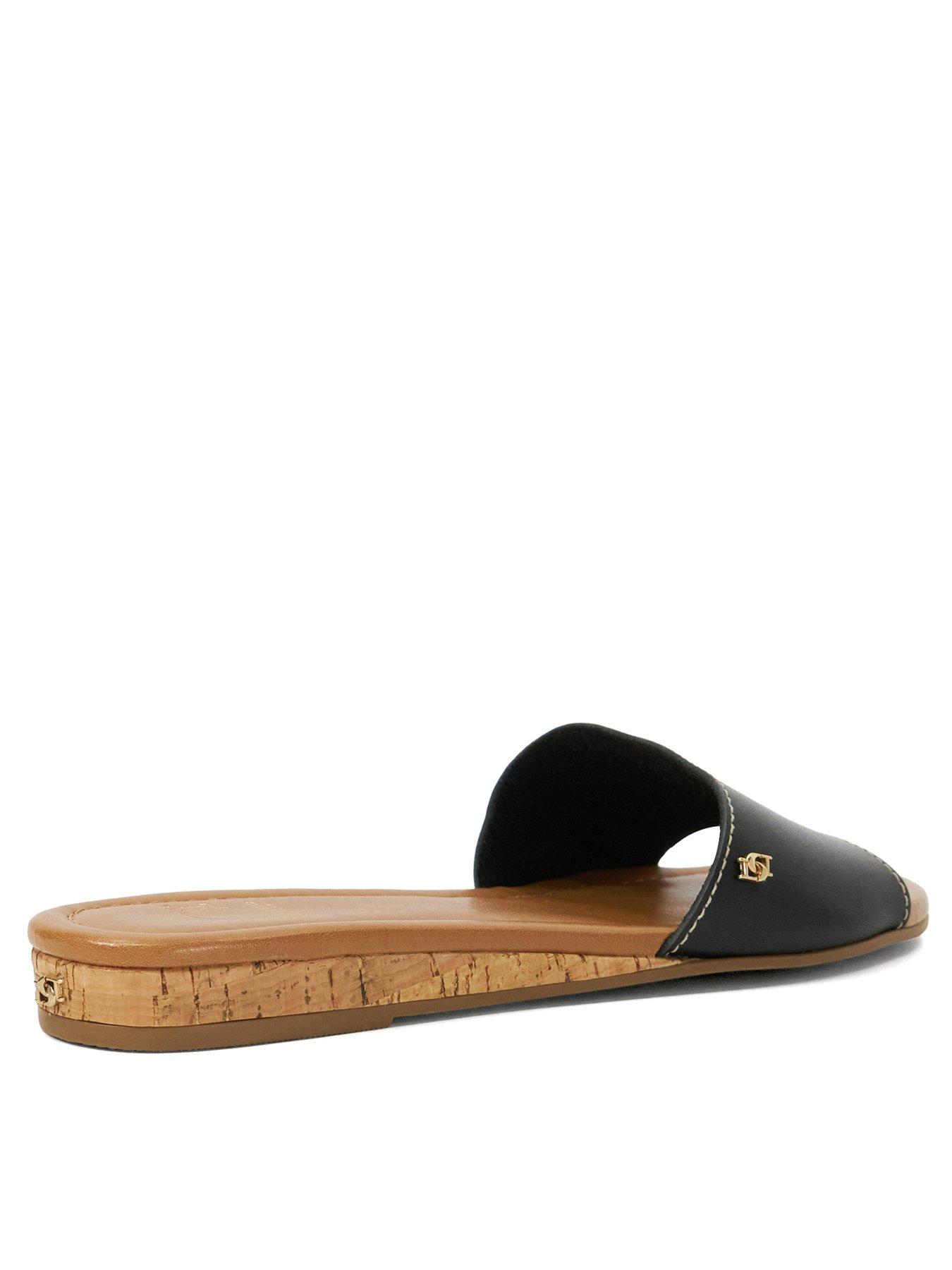 Image 3 of 5 of Dune London Lino Leather Flat Sandal - Black