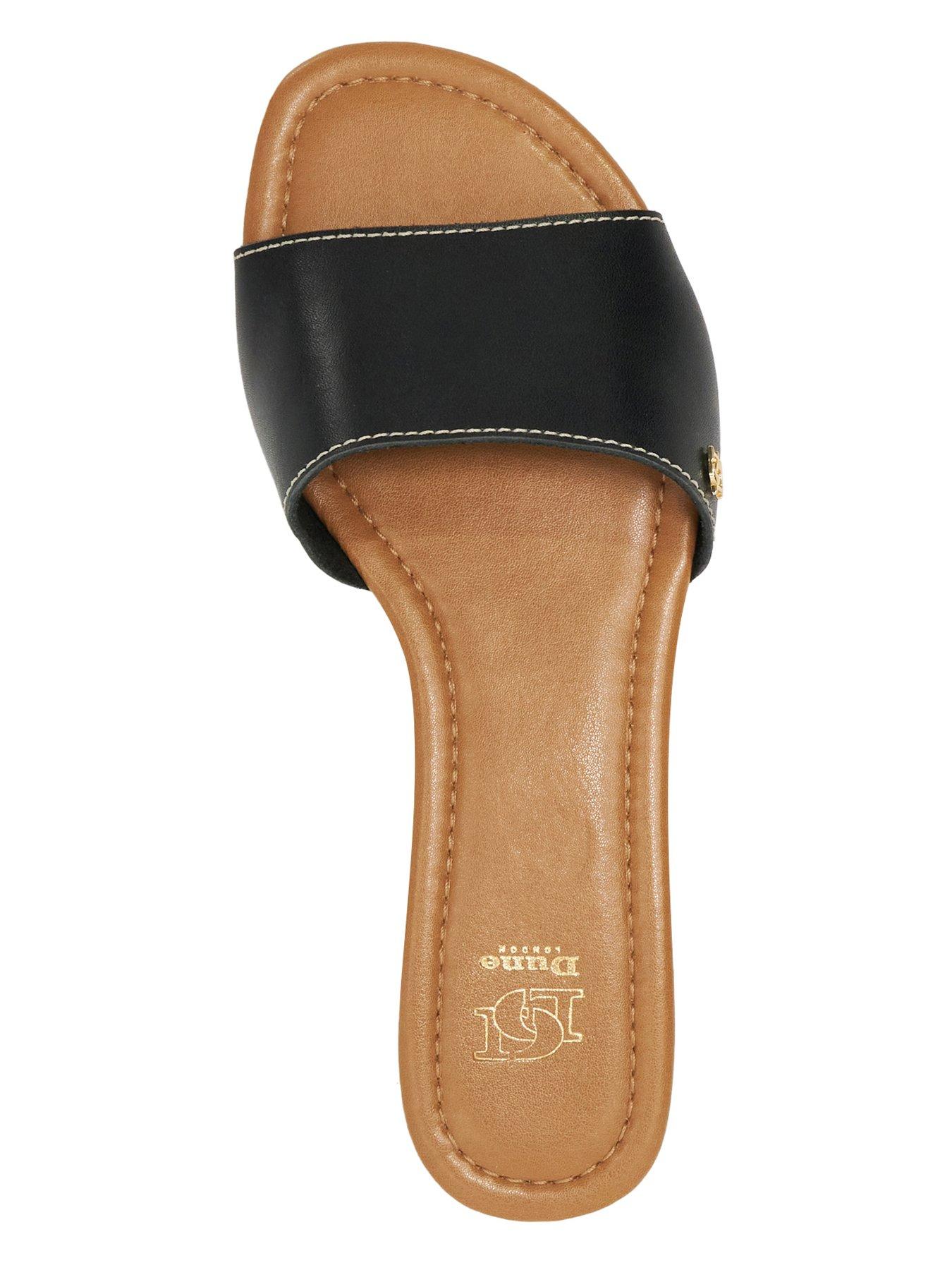 Image 4 of 5 of Dune London Lino Leather Flat Sandal - Black