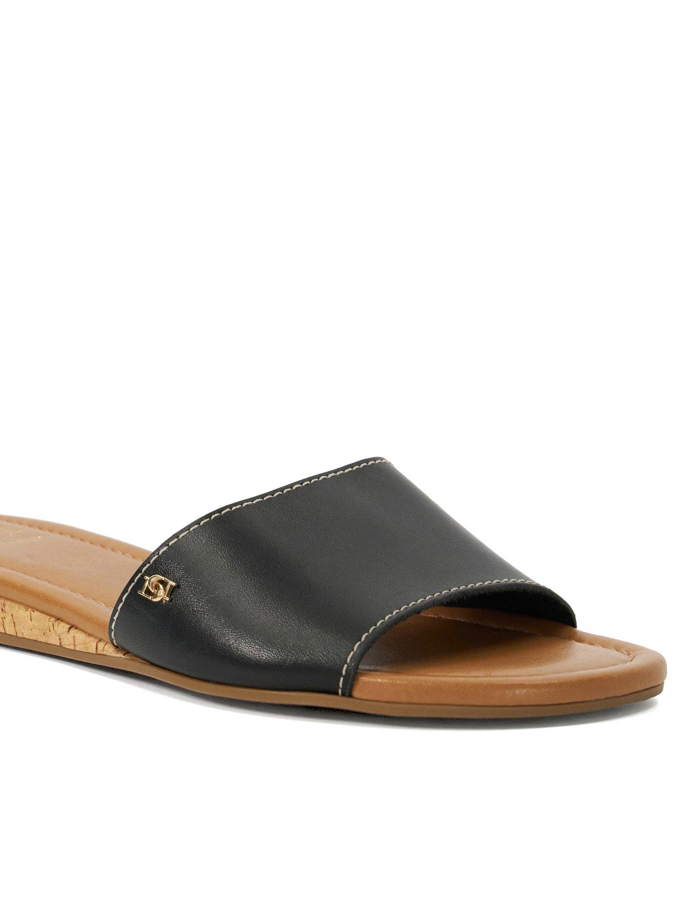 Image 5 of 5 of Dune London Lino Leather Flat Sandal - Black
