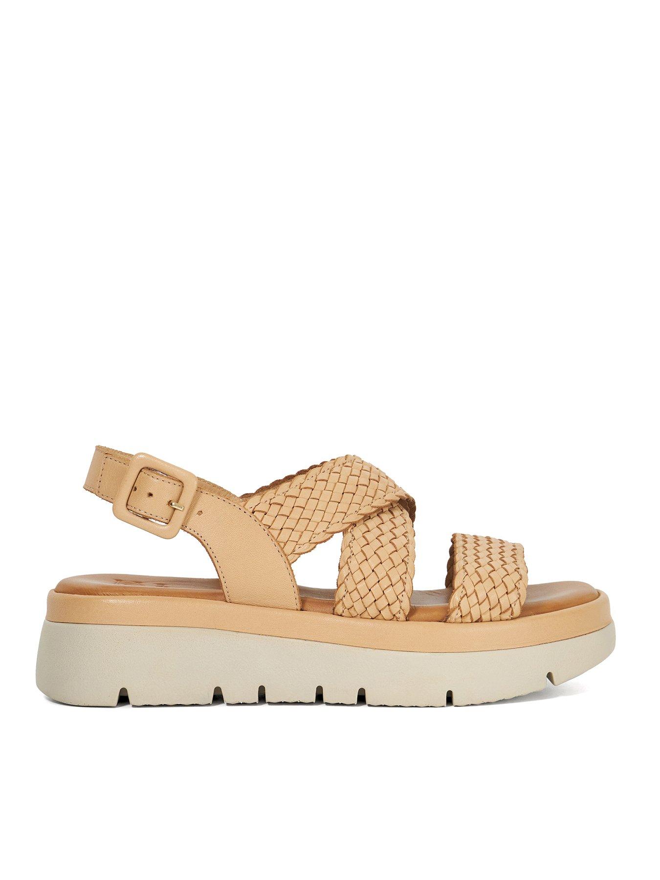 Dune London Lorro Leather Woven Sandal - Camel