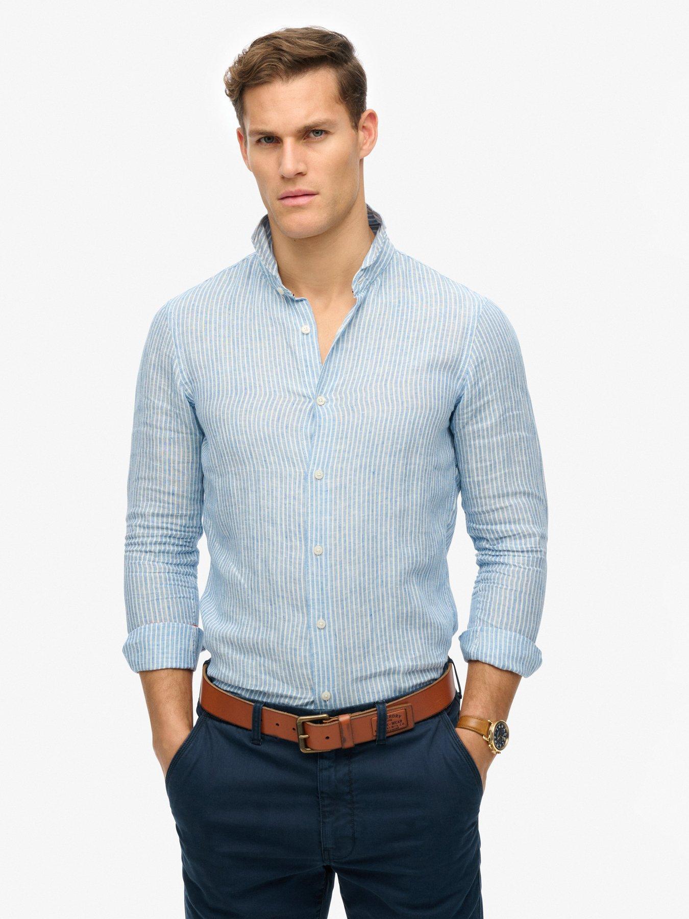 Image of Superdry Vacation Long Sleeve Linen Shirt - Blue