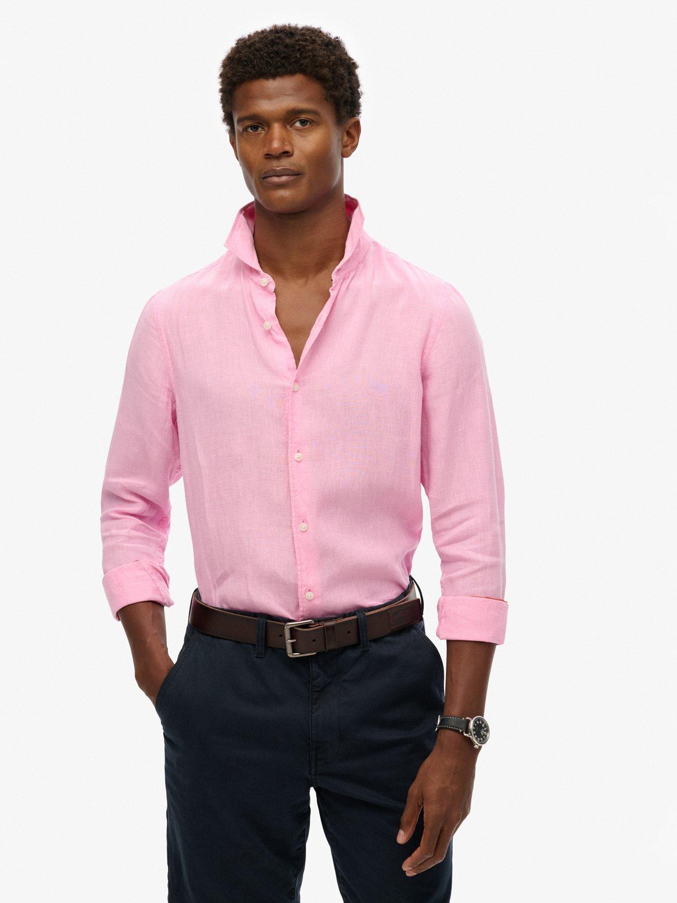 Image of Superdry Vacation Long Sleeve Linen Shirt - Pink