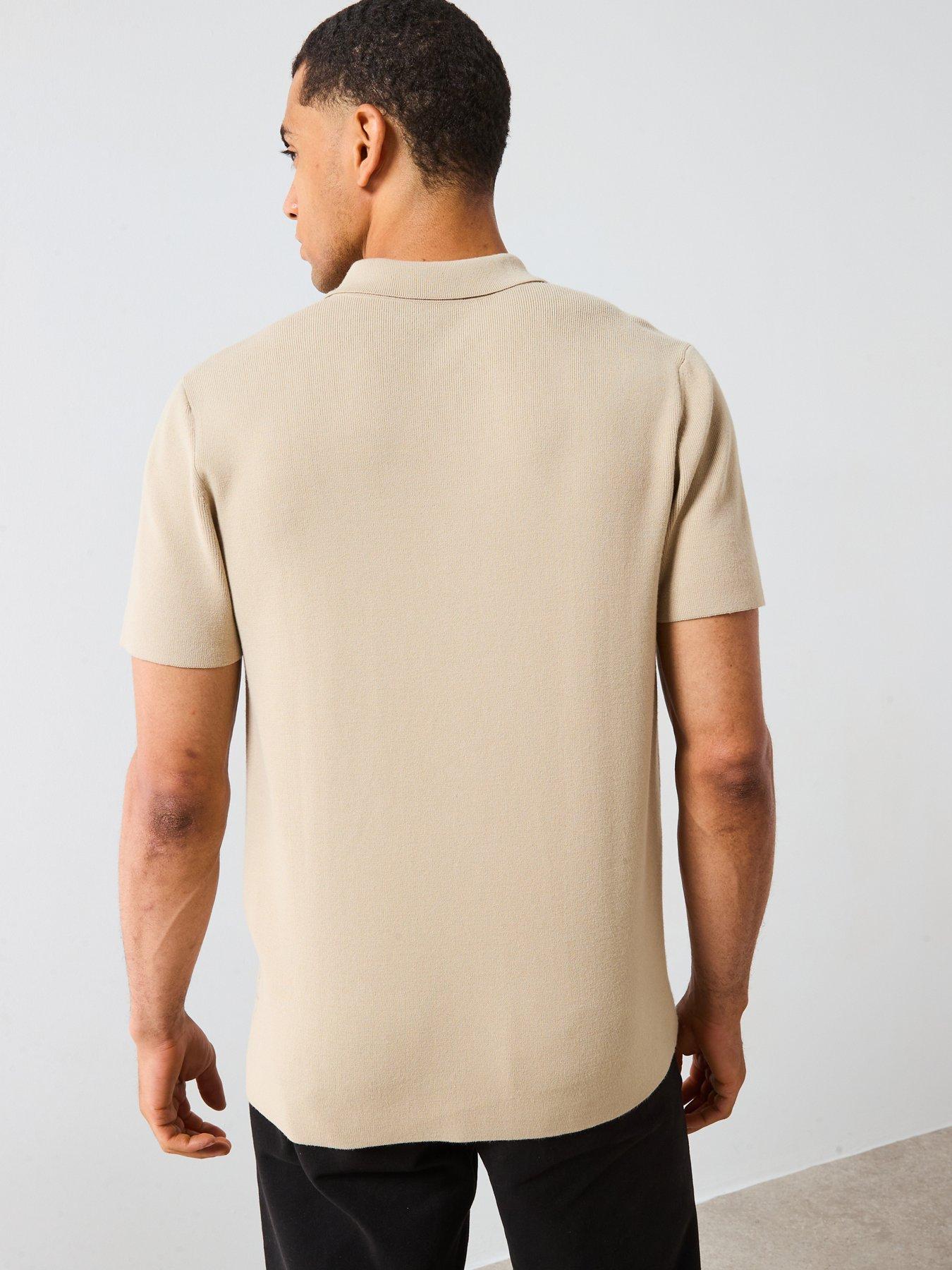 very-man-knitted-rib-short-sleeve-polo-stonestillFront