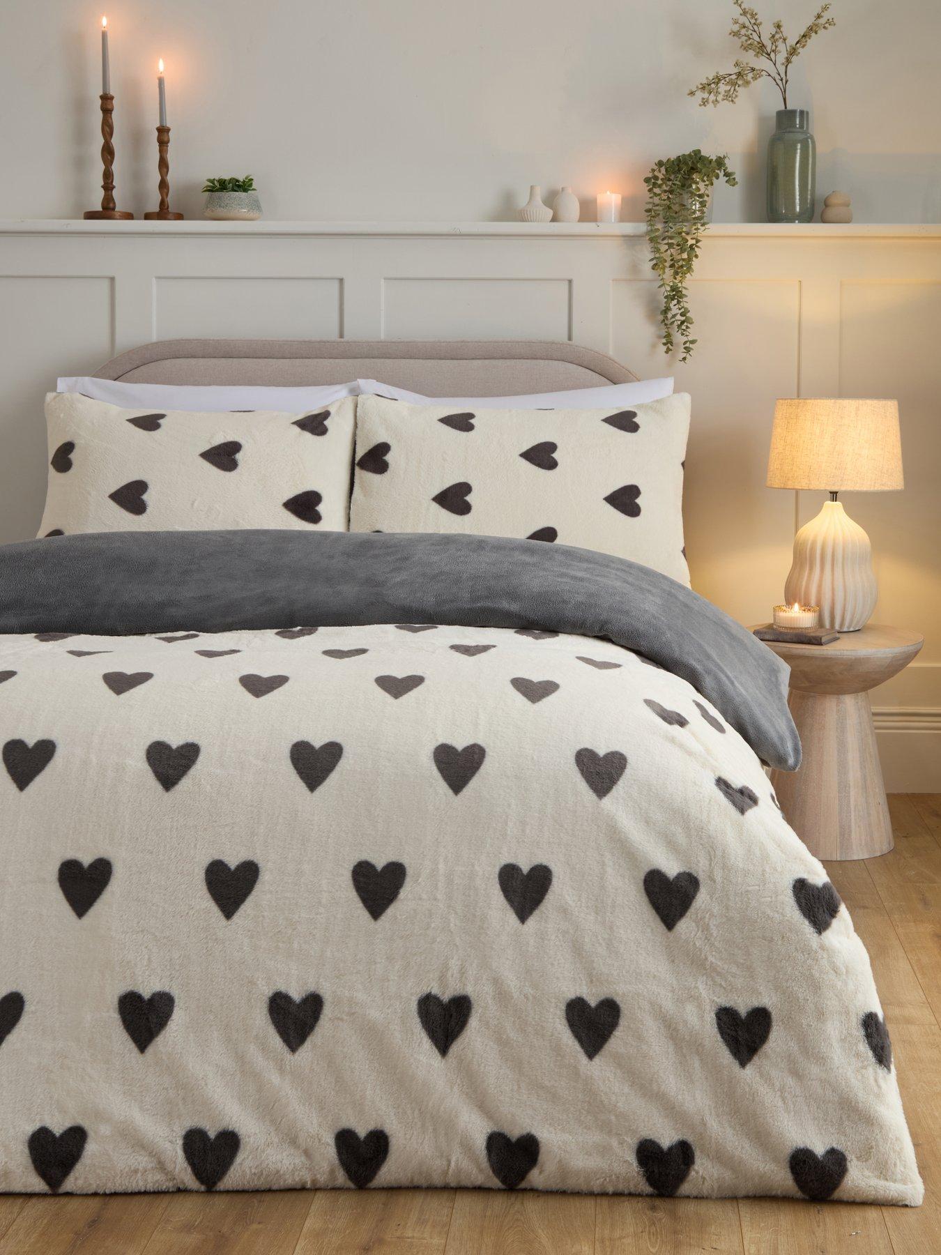 The Very Collection Faux Fur Heart Print Duvet Cover Set