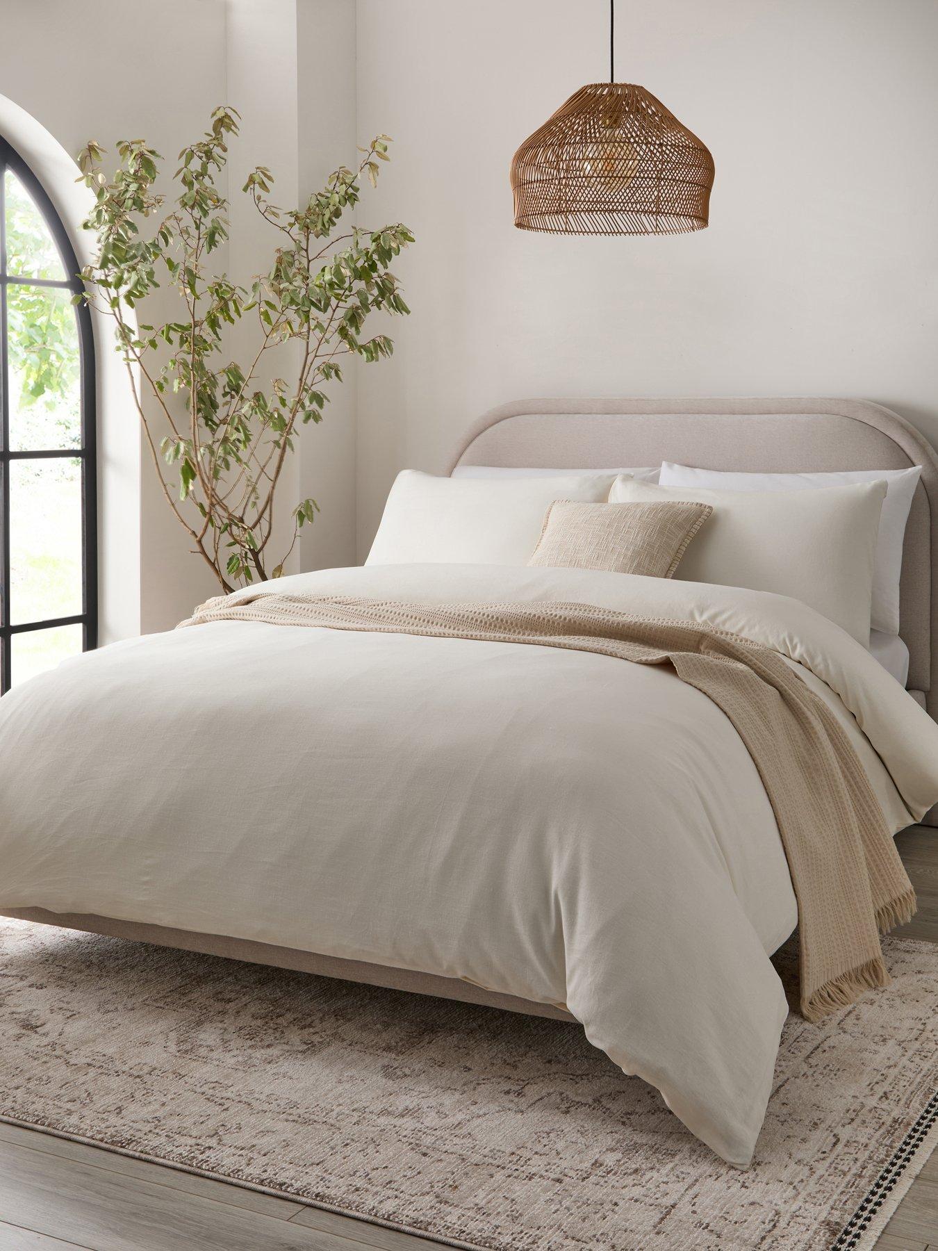 undefined Relaxed Linen Mix Plain Duvet Set - Sk
