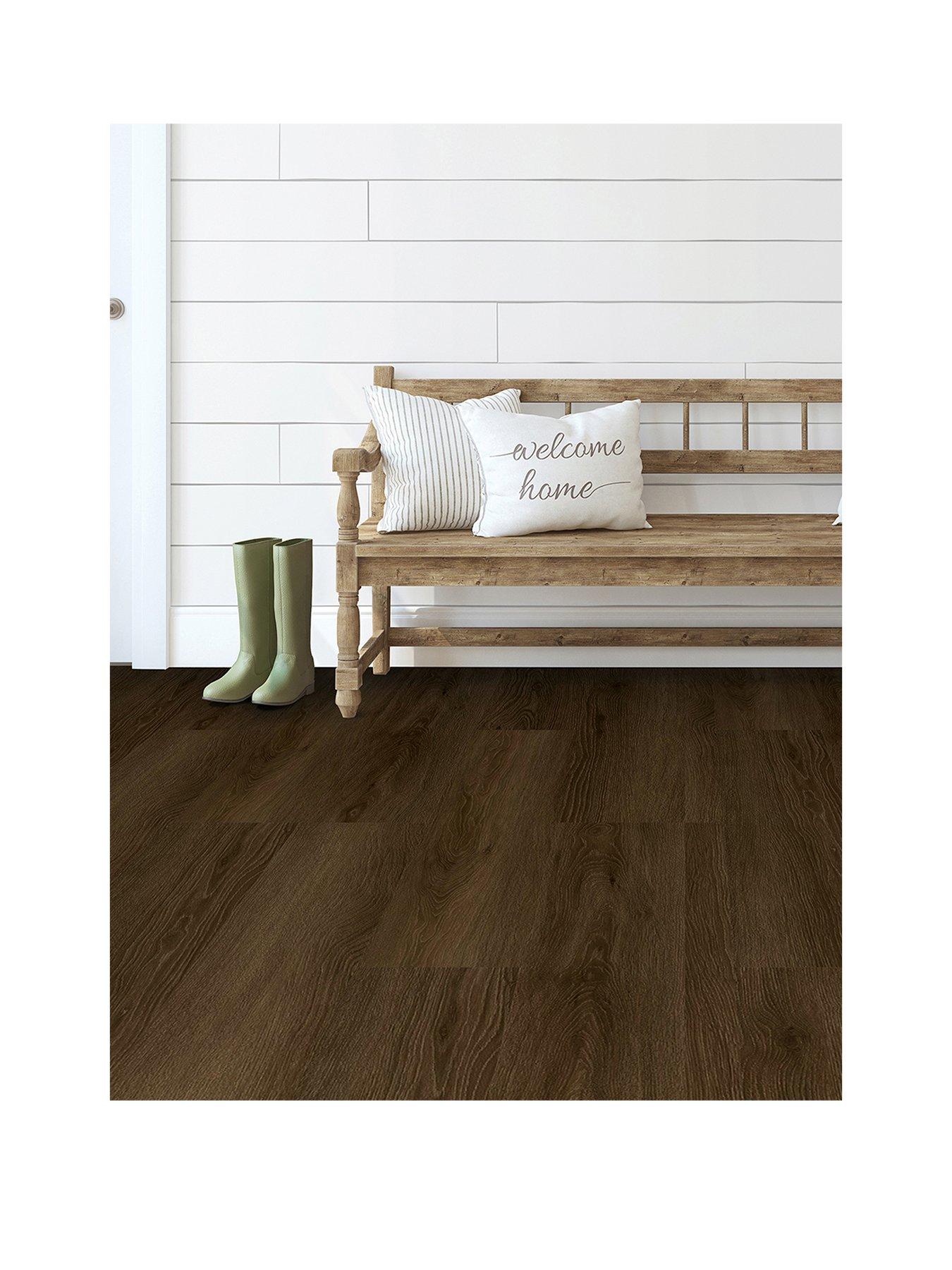 undefined Pack of 7 Dark Oak Wood Peel  &  Stick Floor Planks