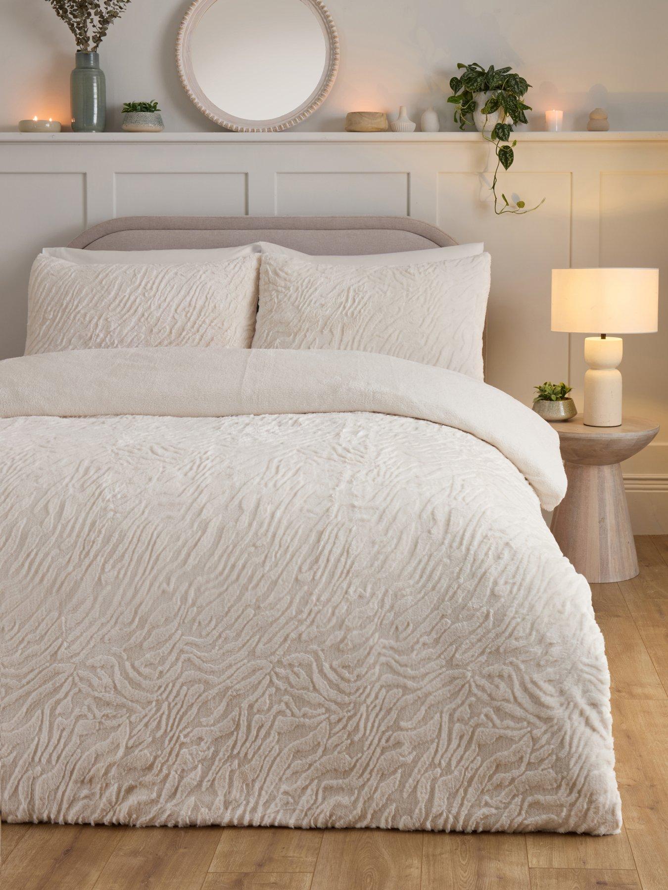 undefined Zebra Carved Faux Fur Duvet Cover Set