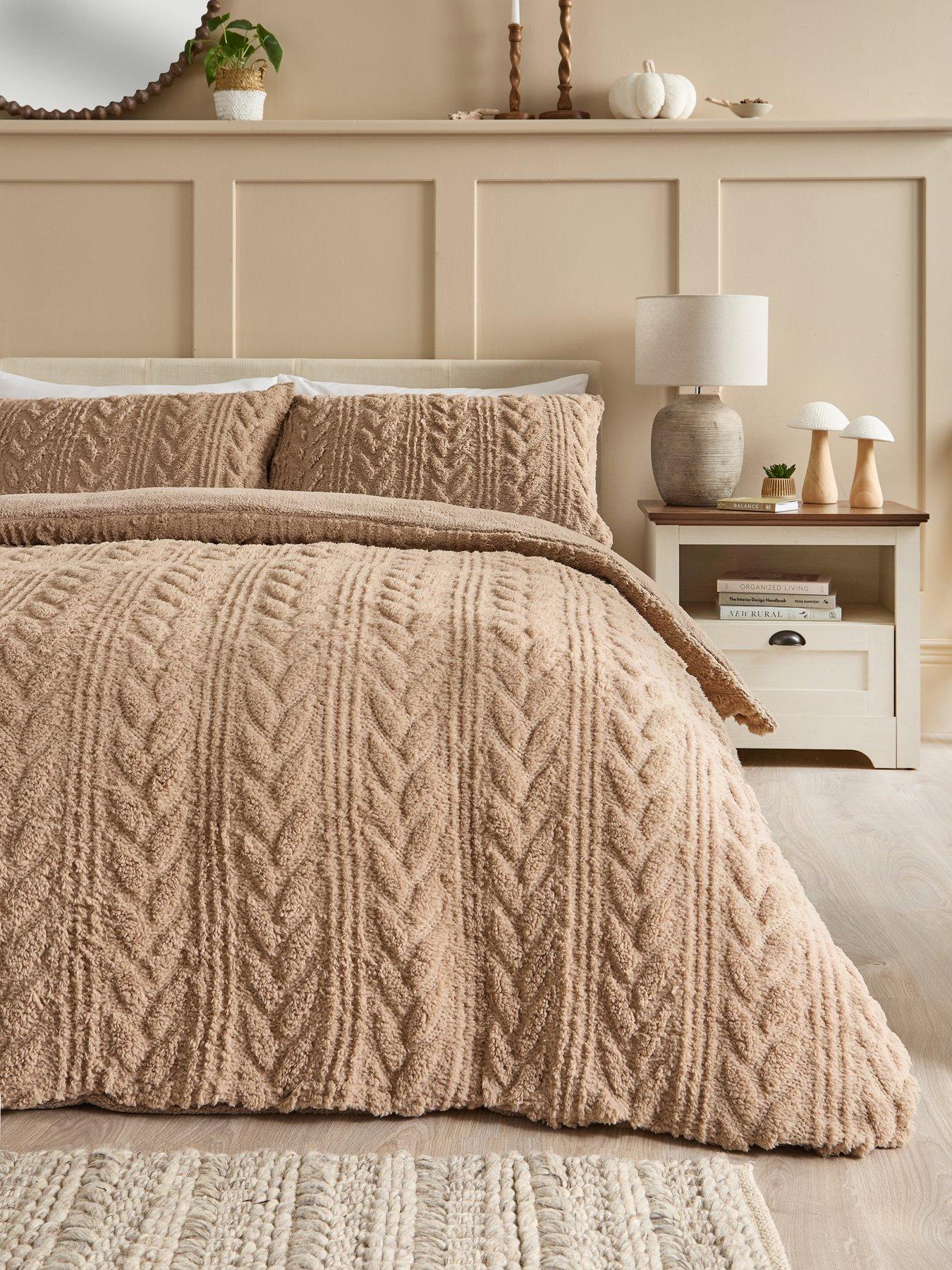 undefined Cosy Cable Knit Fleece Duvet Cover Set