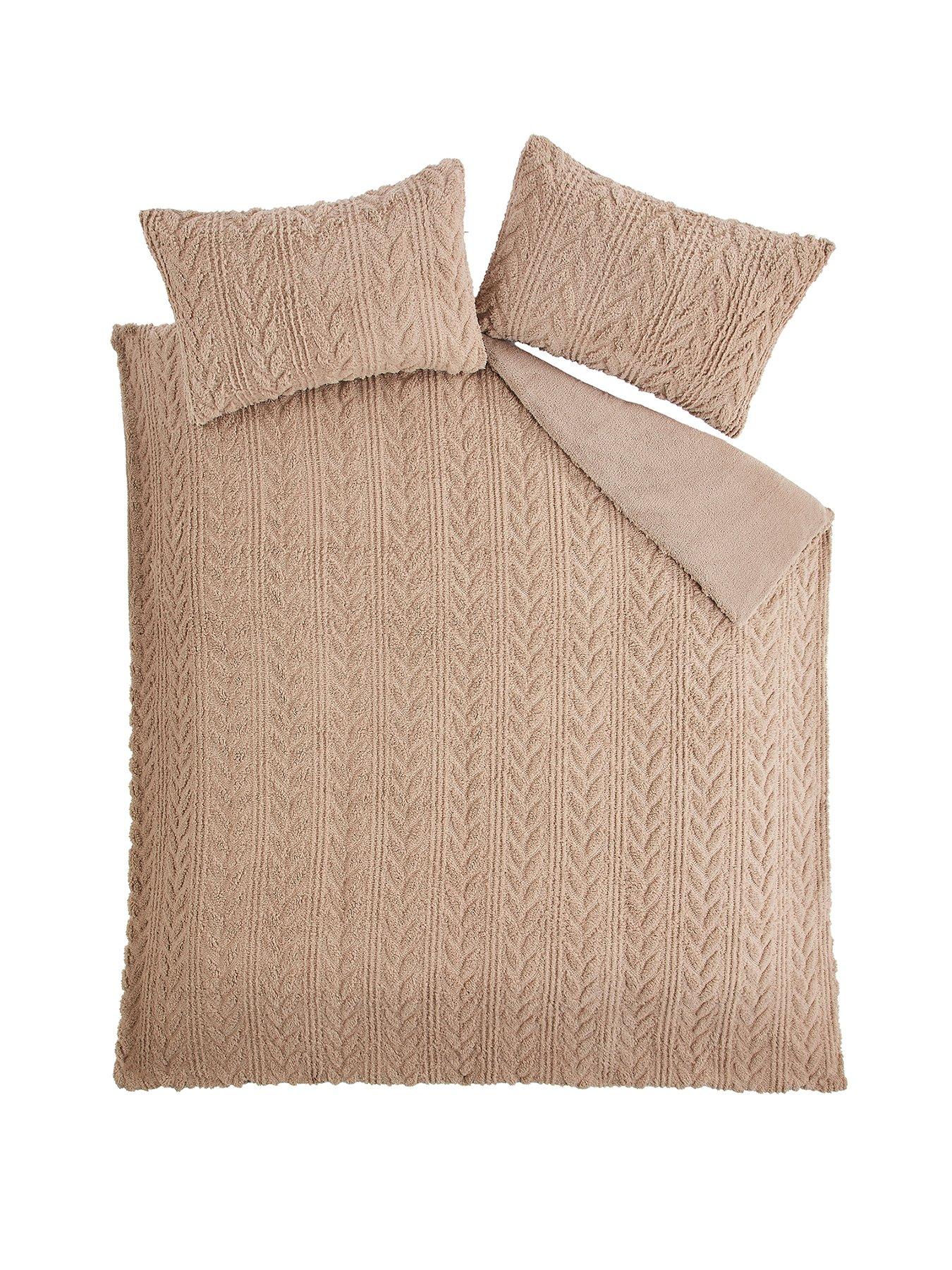 Image 2 of 5 of The Very Collection Cosy Cable Knit Fleece Duvet Cover Set
