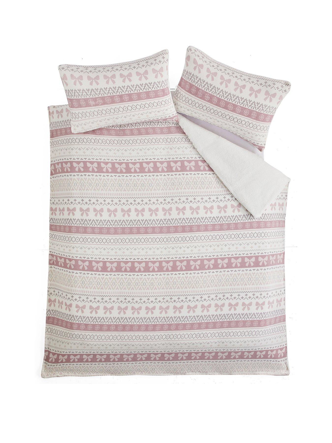 Image 2 of 5 of The Very Collection Bow Fairisle Printed Fleece Duvet&nbsp;Cover&nbsp;Set