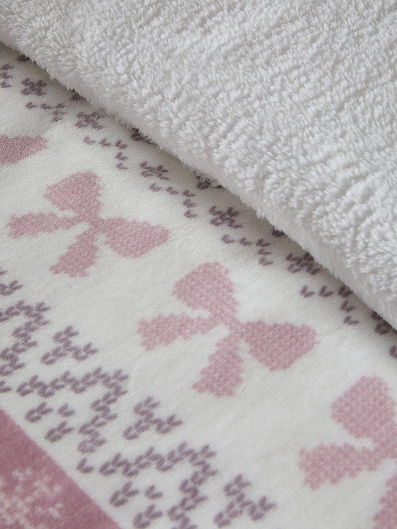 Image 5 of 5 of The Very Collection Bow Fairisle Printed Fleece Duvet&nbsp;Cover&nbsp;Set
