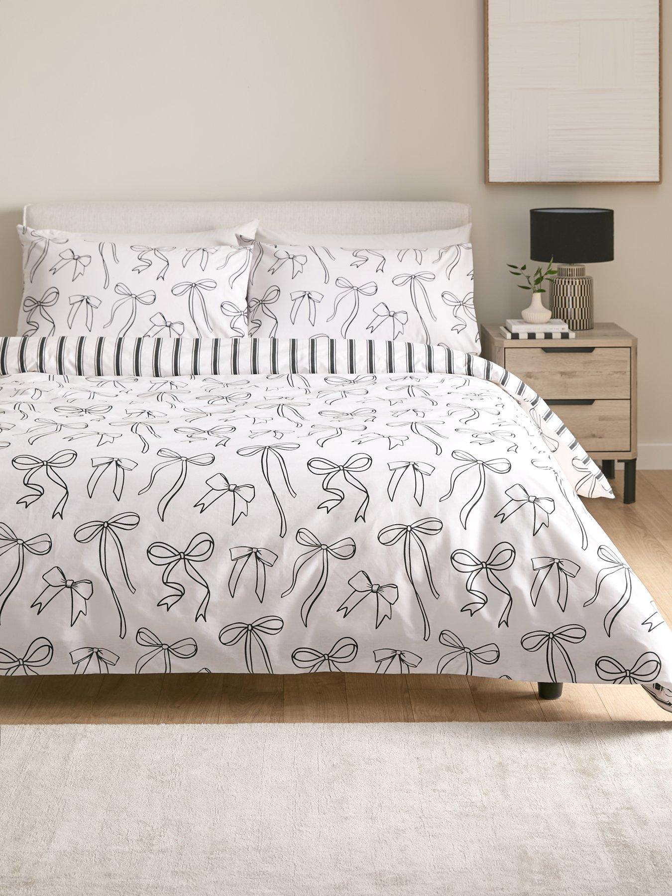 Very Home Bow and Stripe Print Duvet Cover Set