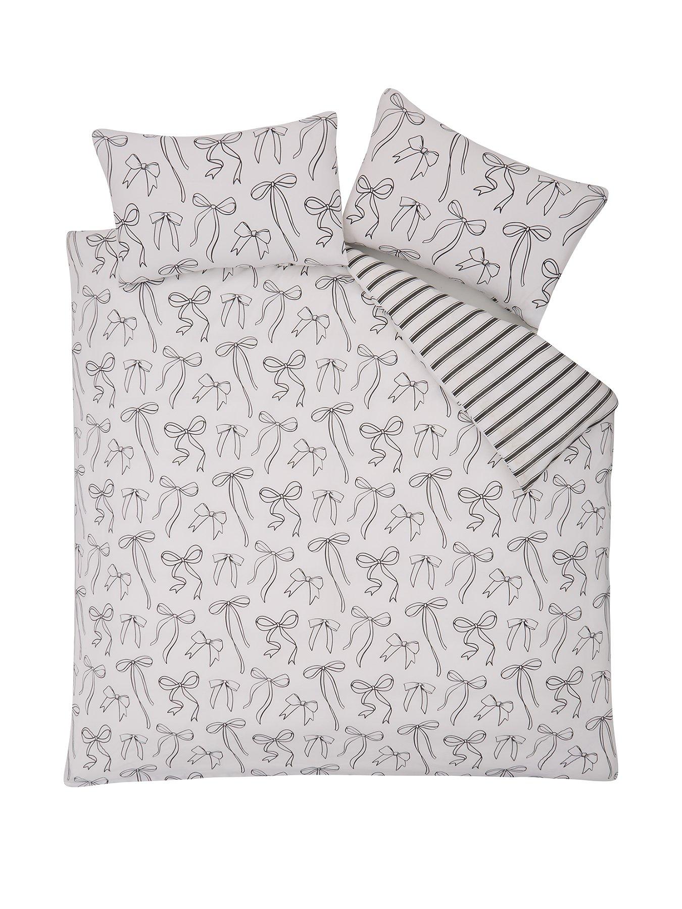 Image 2 of 4 of Very Home Bow and Stripe&nbsp;Print Duvet Cover&nbsp;Set