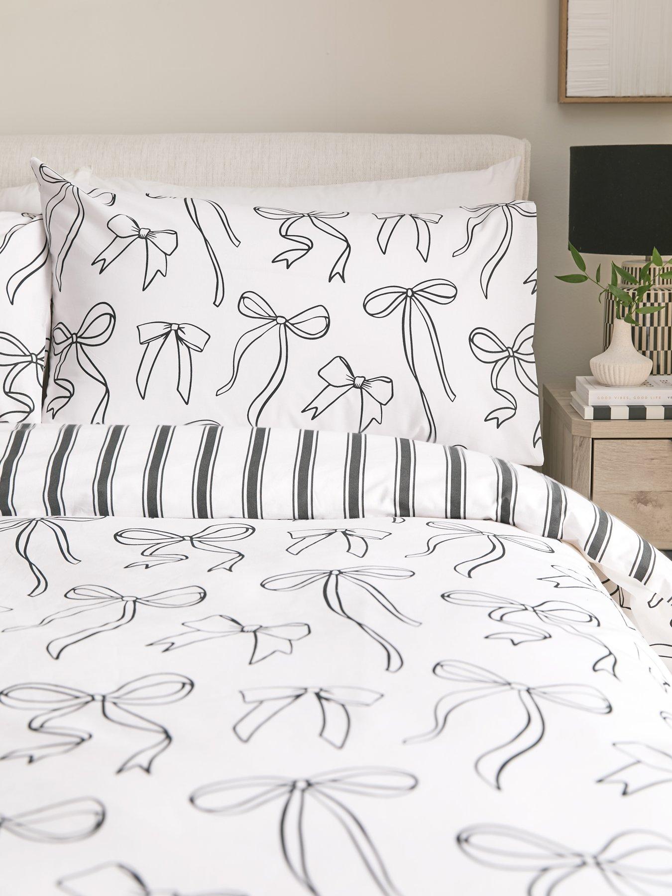 Image 3 of 4 of Very Home Bow and Stripe&nbsp;Print Duvet Cover&nbsp;Set