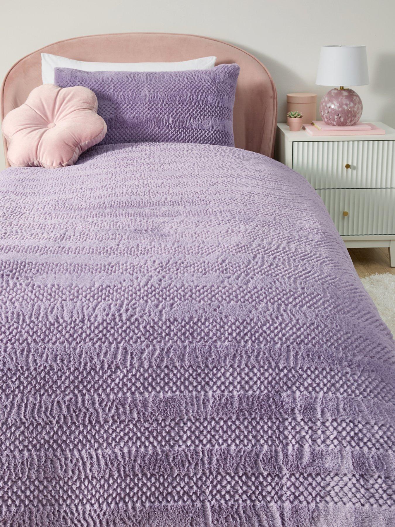 very-home-embossed-faux-fur-stripe-duvet-covernbspset-lilac