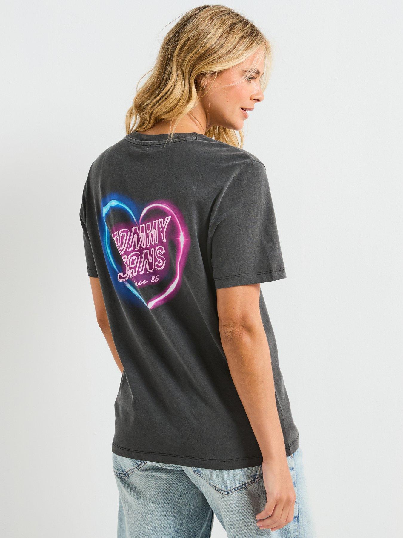 Image 2 of 6 of Tommy Jeans Neon Graphic Print Short Sleeve T-Shirt - Black