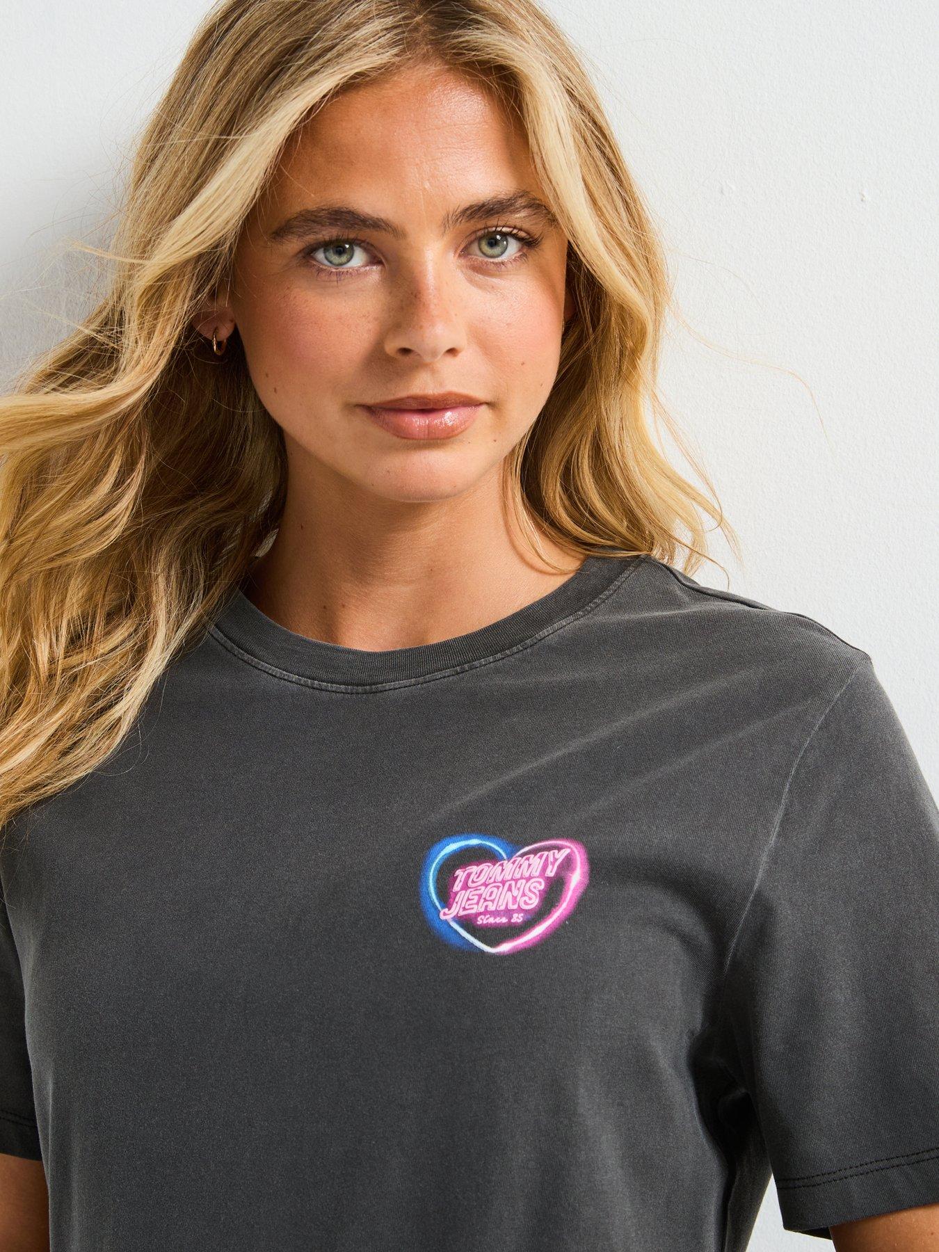 Image 4 of 6 of Tommy Jeans Neon Graphic Print Short Sleeve T-Shirt - Black