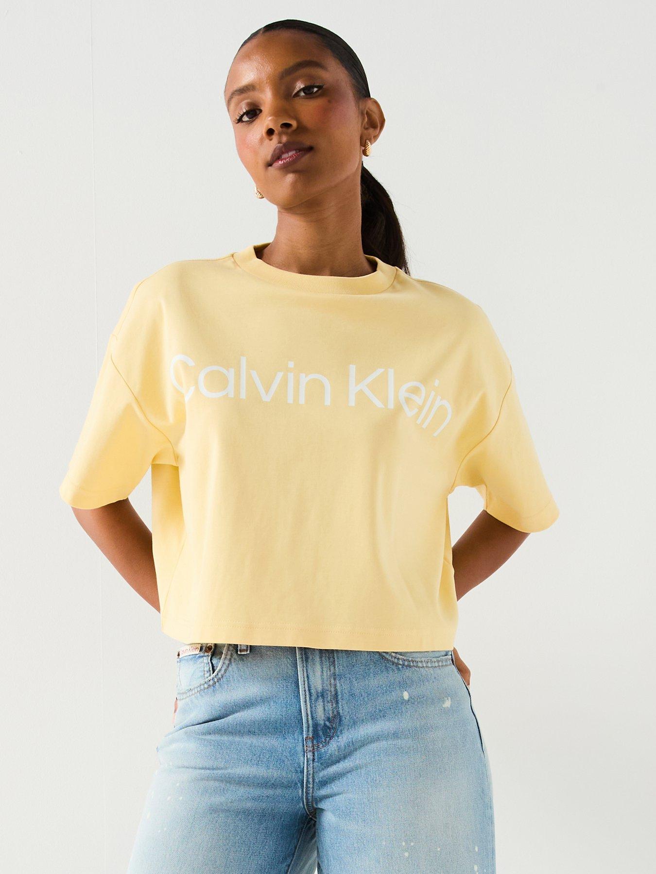 Calvin Klein Jeans Short Sleeve Boxy Logo Graphic T-Shirt  - Yellow