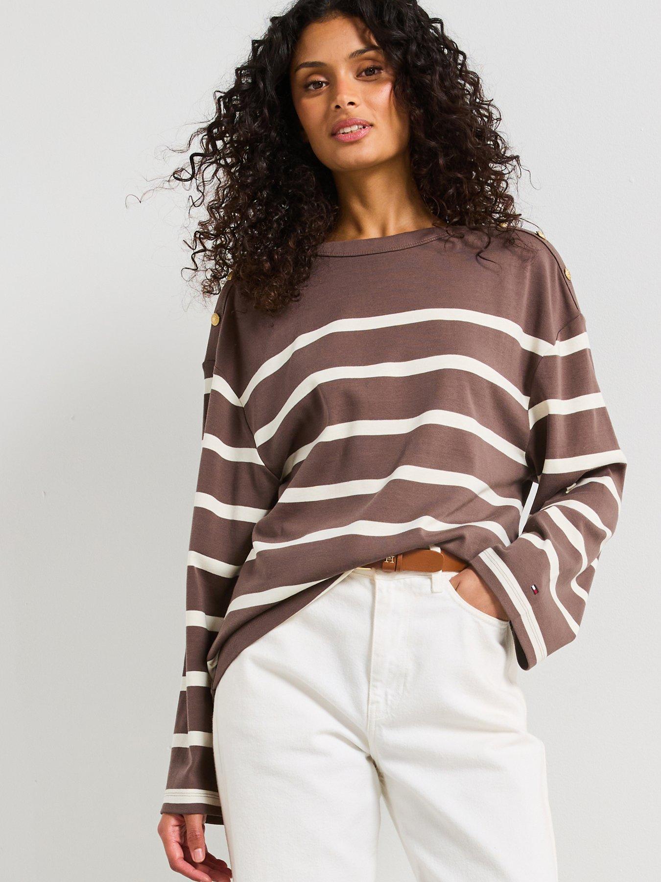 tommy-hilfiger-boat-neck-long-sleeve-top-brown