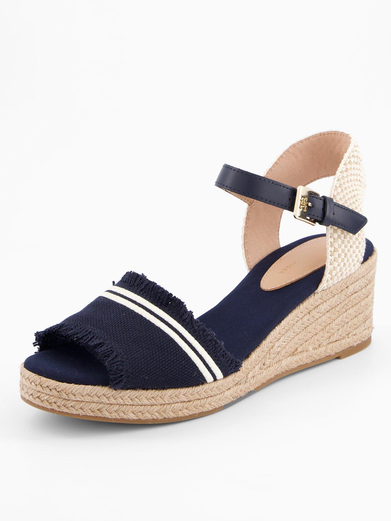 Tommy Hilfiger Fringe Canvas Medium Wedge - Space Blue