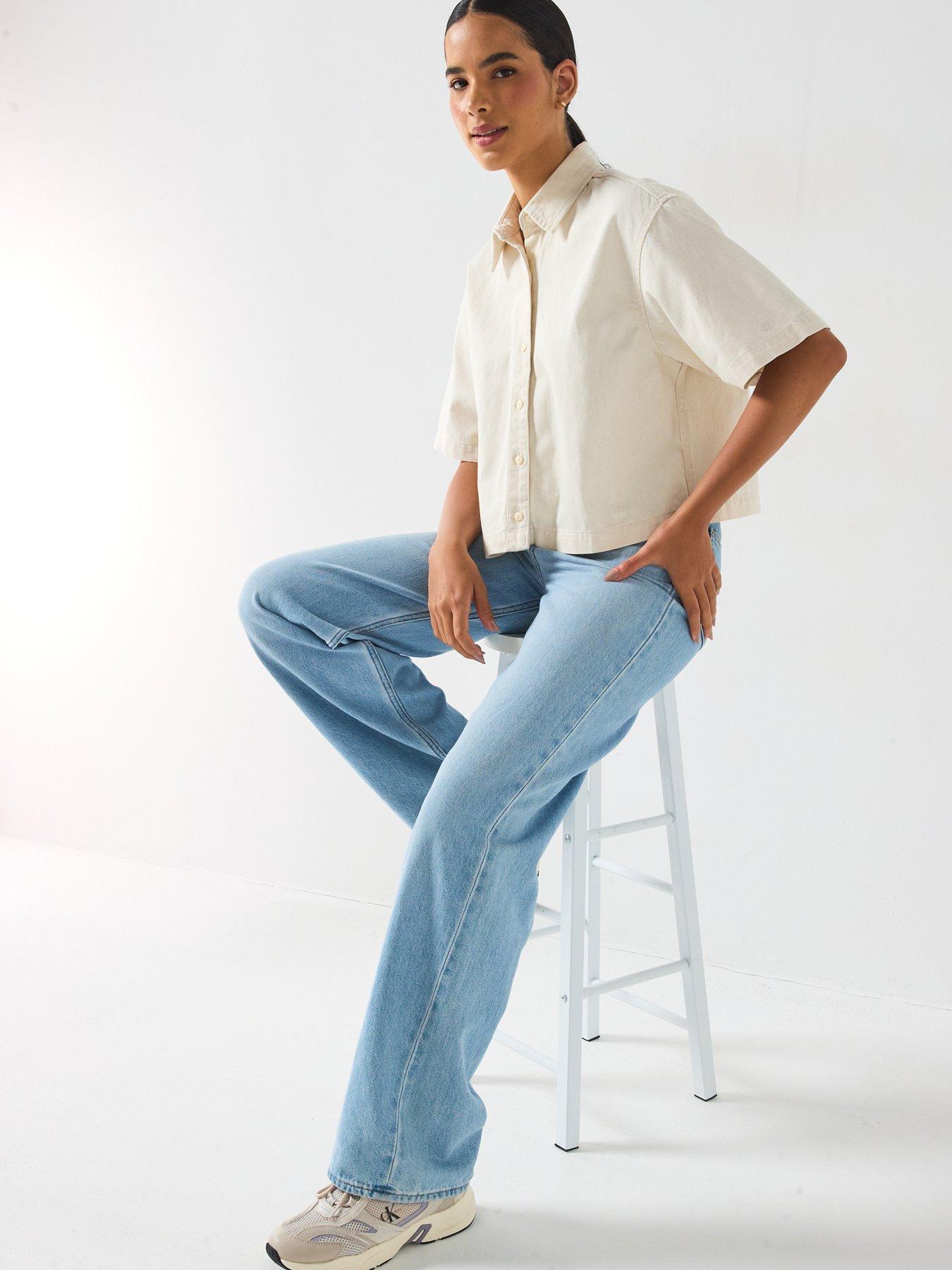 Calvin Klein Jeans Short Sleeve Denim Shirt - Chalk White