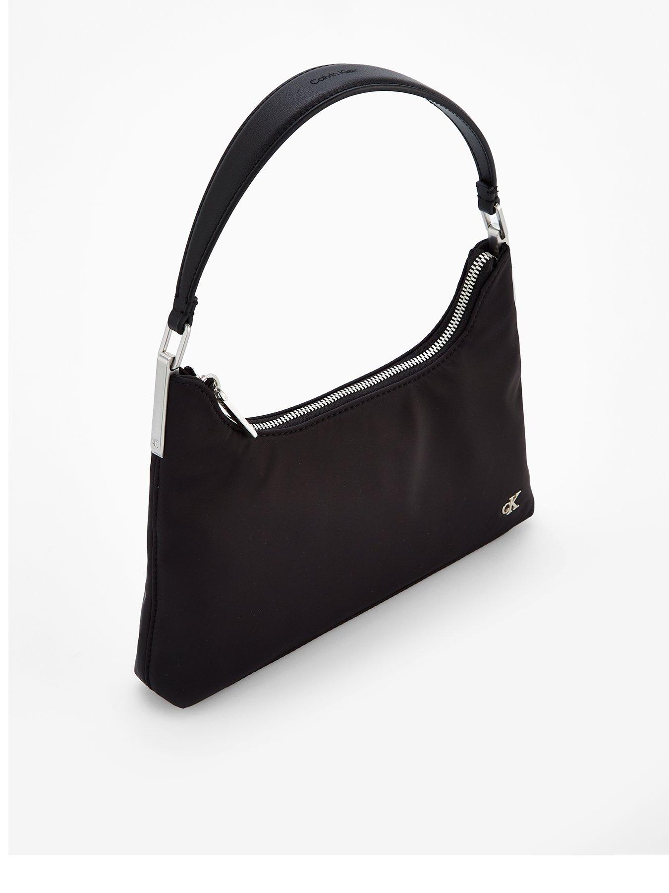Image 2 of 4 of Calvin Klein Satin Nylon Large Shoulder Bag &amp; Black
