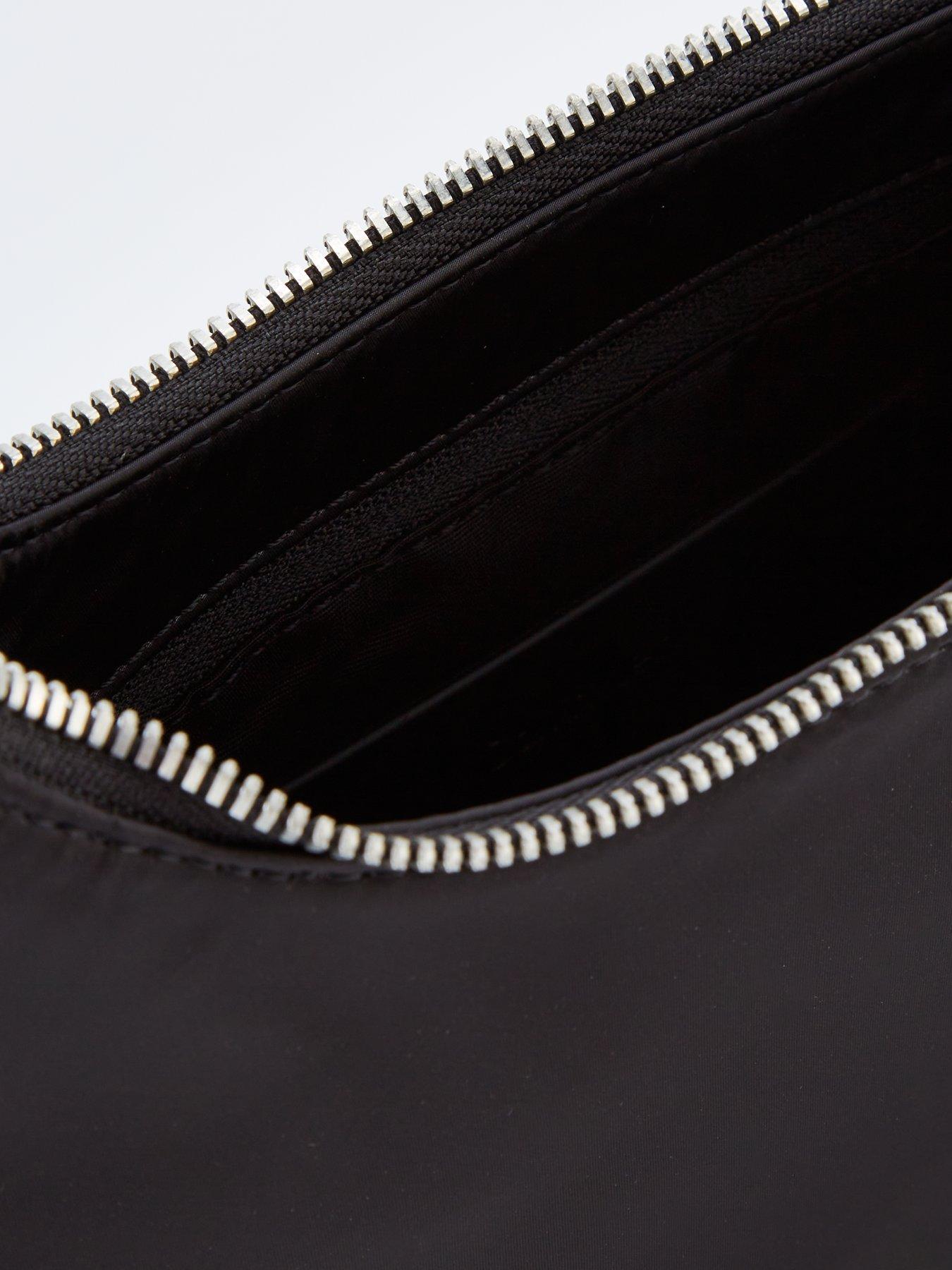 Image 4 of 4 of Calvin Klein Satin Nylon Large Shoulder Bag &amp; Black