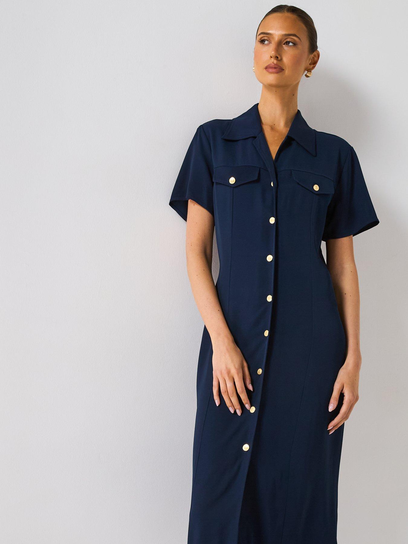 Image 3 of 5 of Tommy Hilfiger Short Sleeve Shirt Dress - Navy