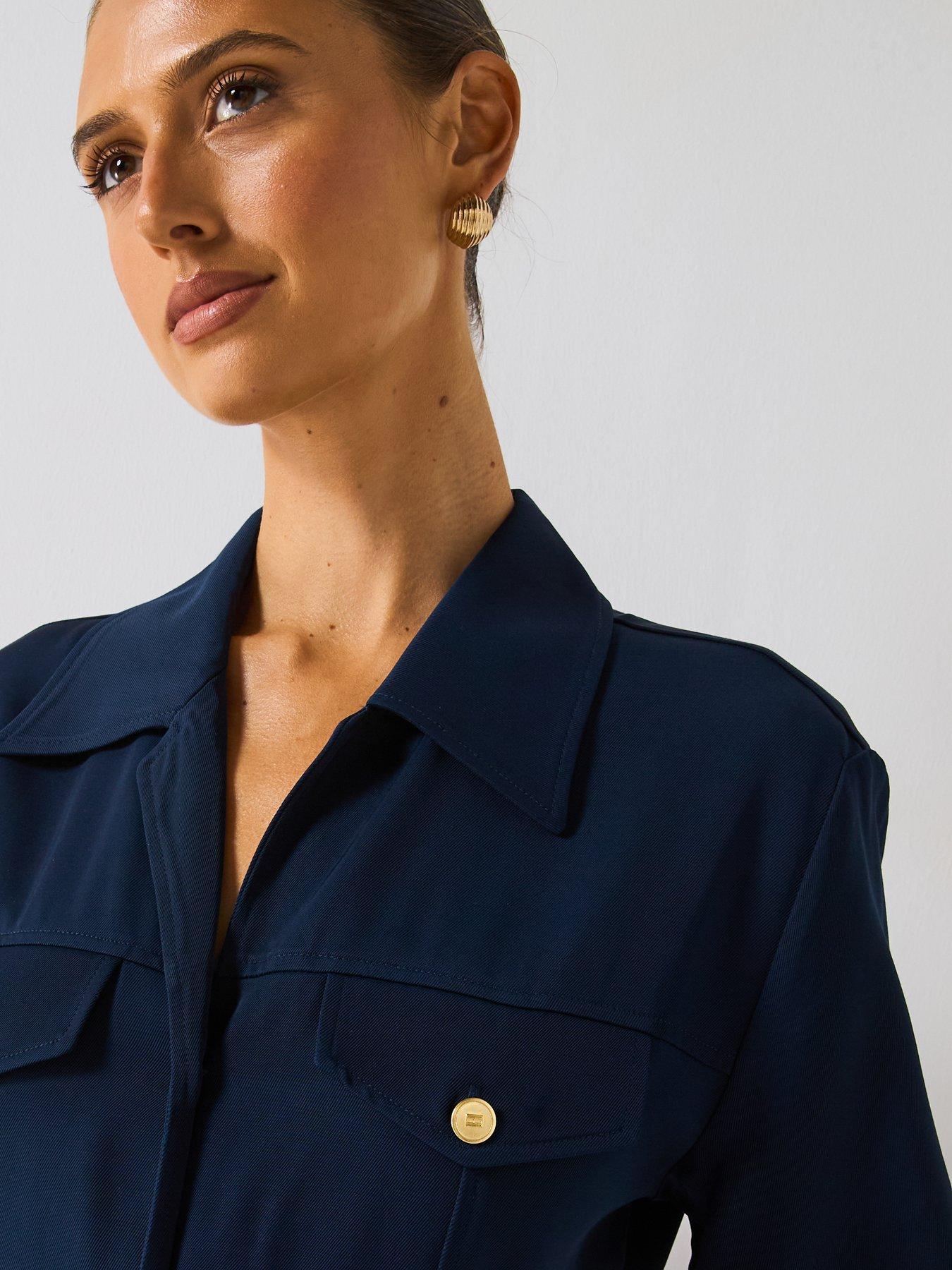 Image 4 of 5 of Tommy Hilfiger Short Sleeve Shirt Dress - Navy