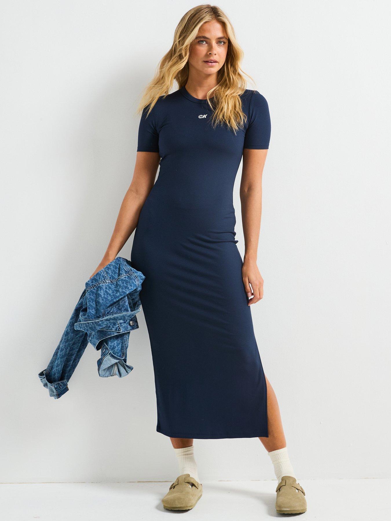 Calvin Klein Jeans Calvin Klein Jeans Short Sleeve Modal Rib Dress - Black