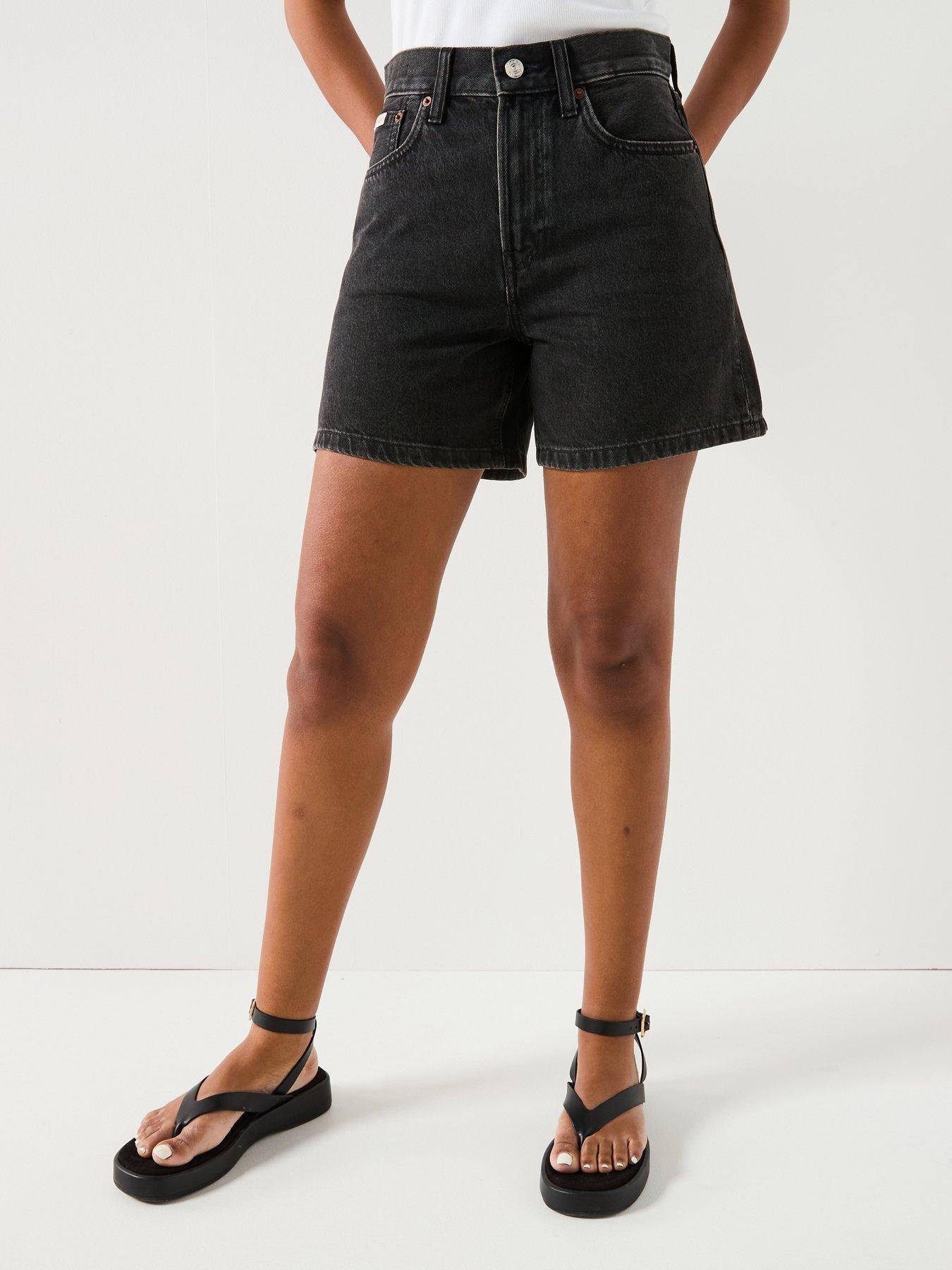 calvin-klein-jeans-high-rise-a-line-denim-shorts-black