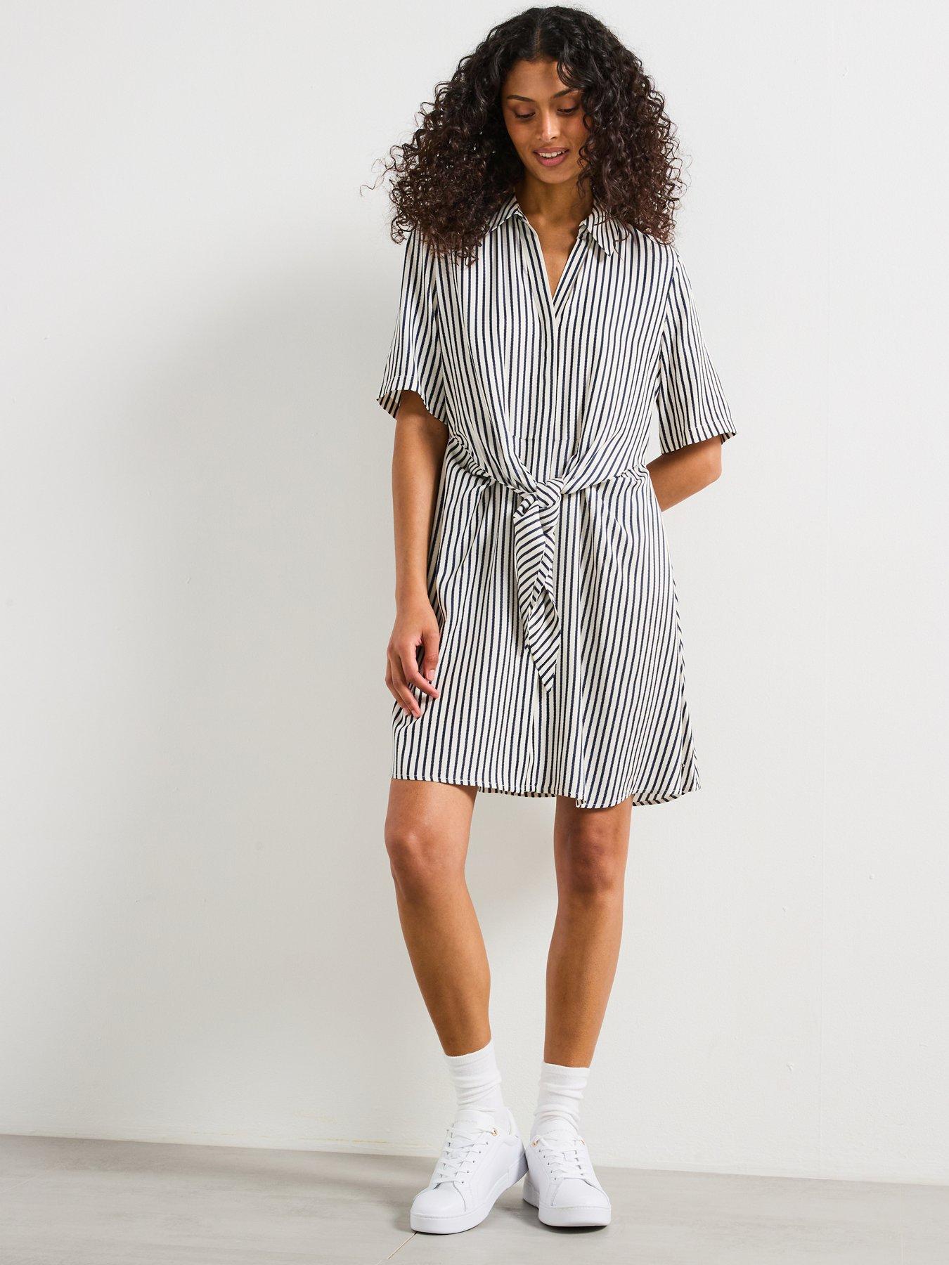 tommy hilfiger striped shirt dress Tommy Hilfiger ITHAKA KNEE SHIRT-DRESS LS Dress