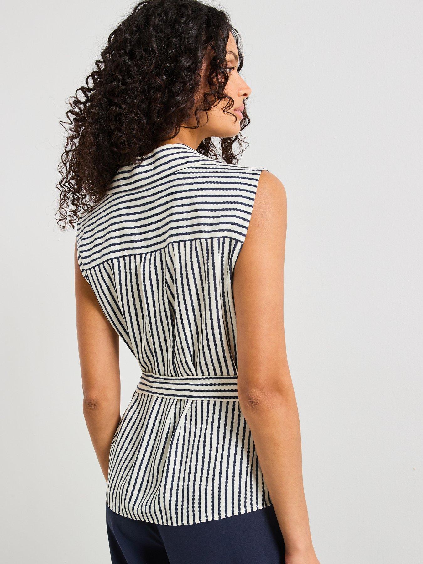 tommy-hilfiger-slim-fit-striped-wrap-top-navystillFront