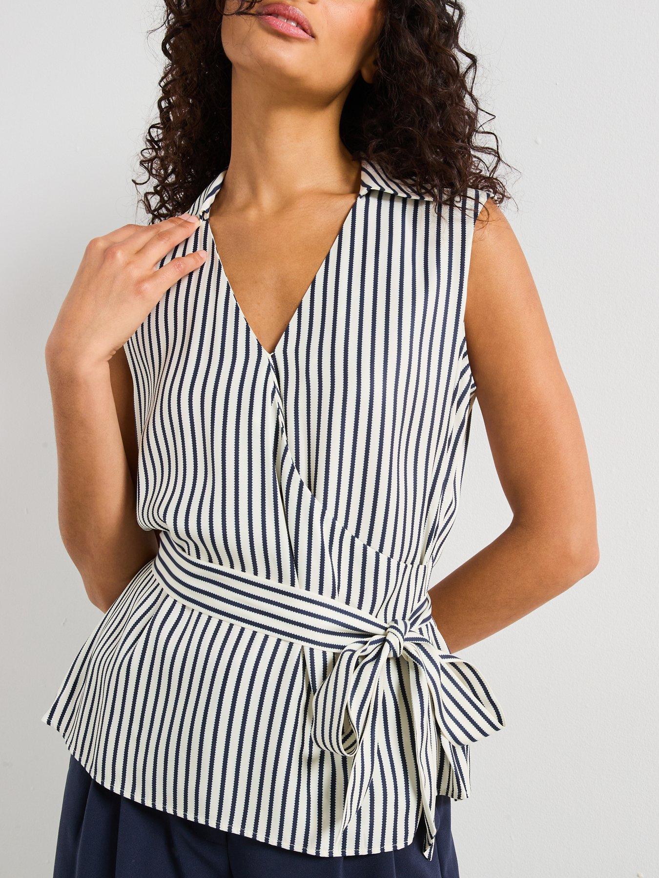 tommy-hilfiger-slim-fit-striped-wrap-top-navyoutfit