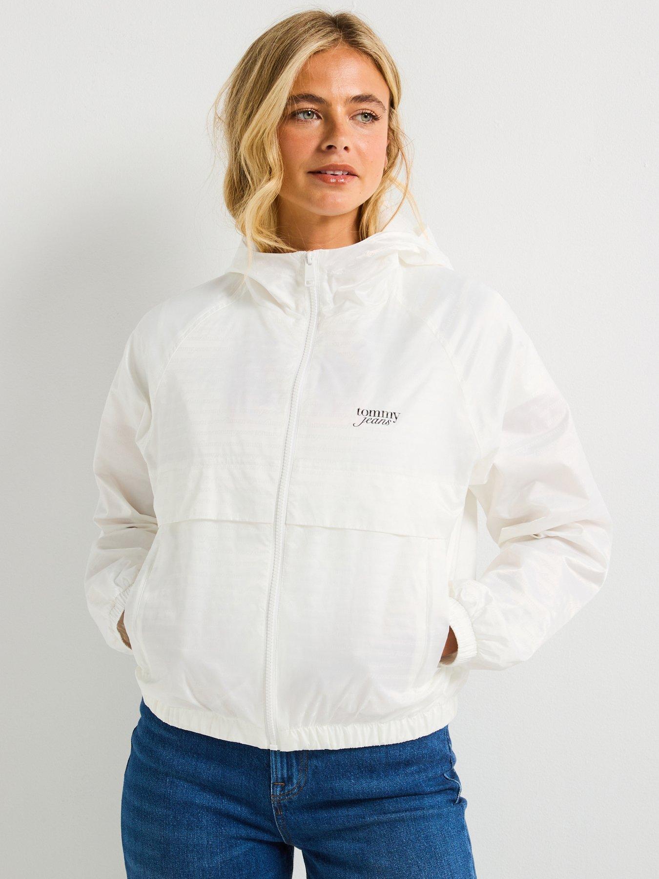 Tommy Jeans Repeat Logo Water Repellent Jacquard Windbreaker - White