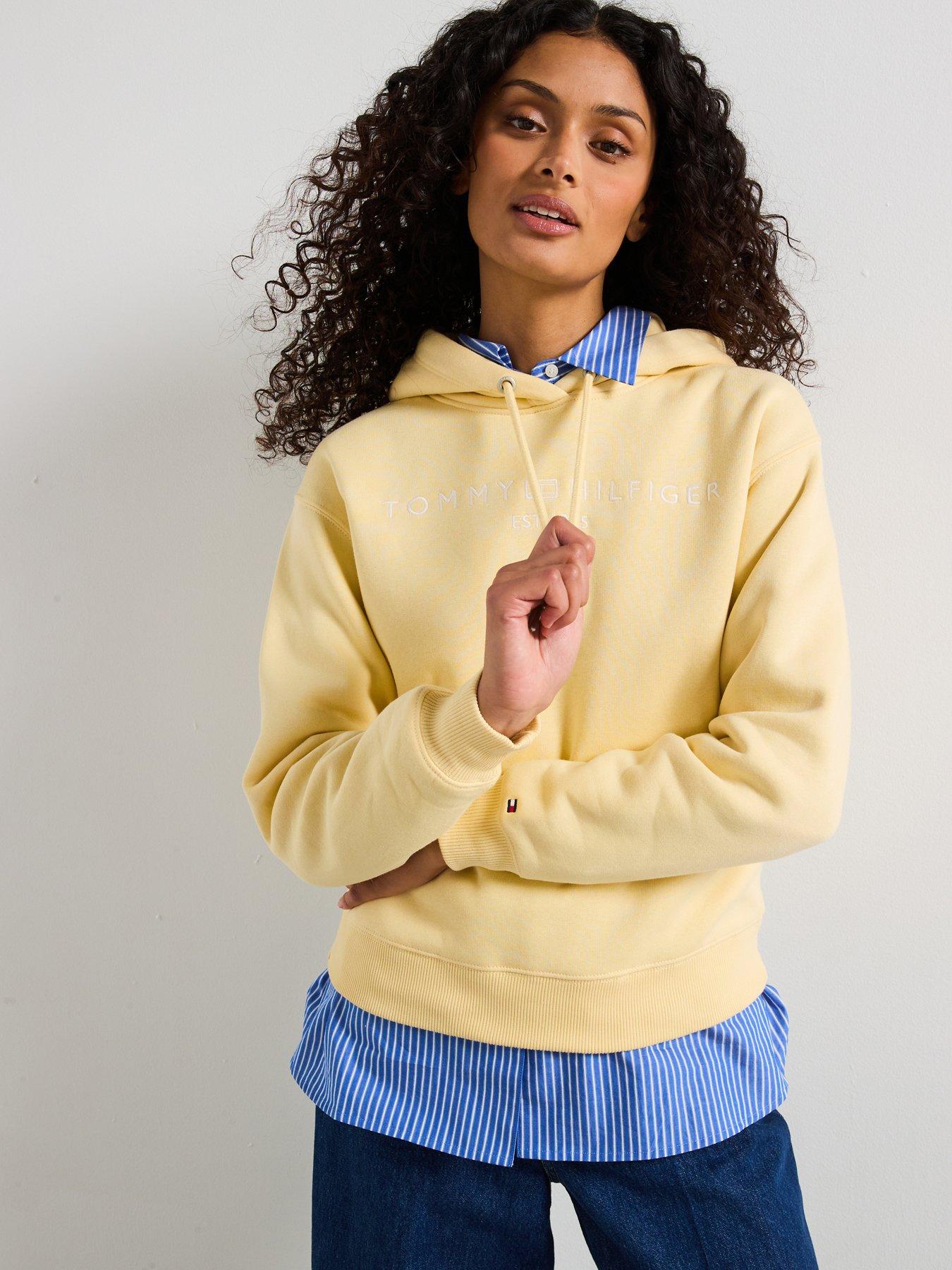 Tommy Hilfiger Logo Fleece Drawstring Hoody - Yellow
