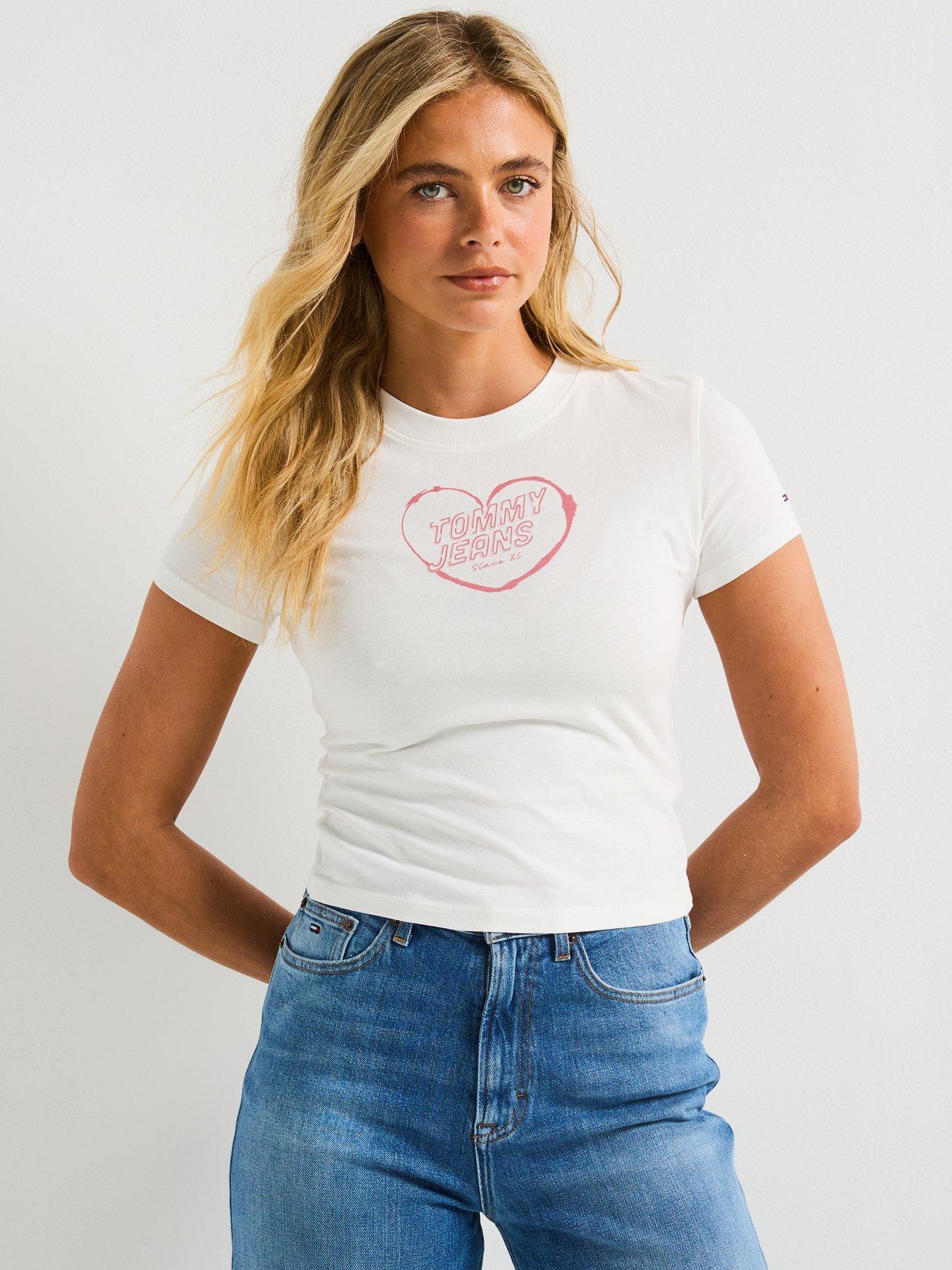 Tommy Jeans Heart Graphic Slim T-Shirt - White