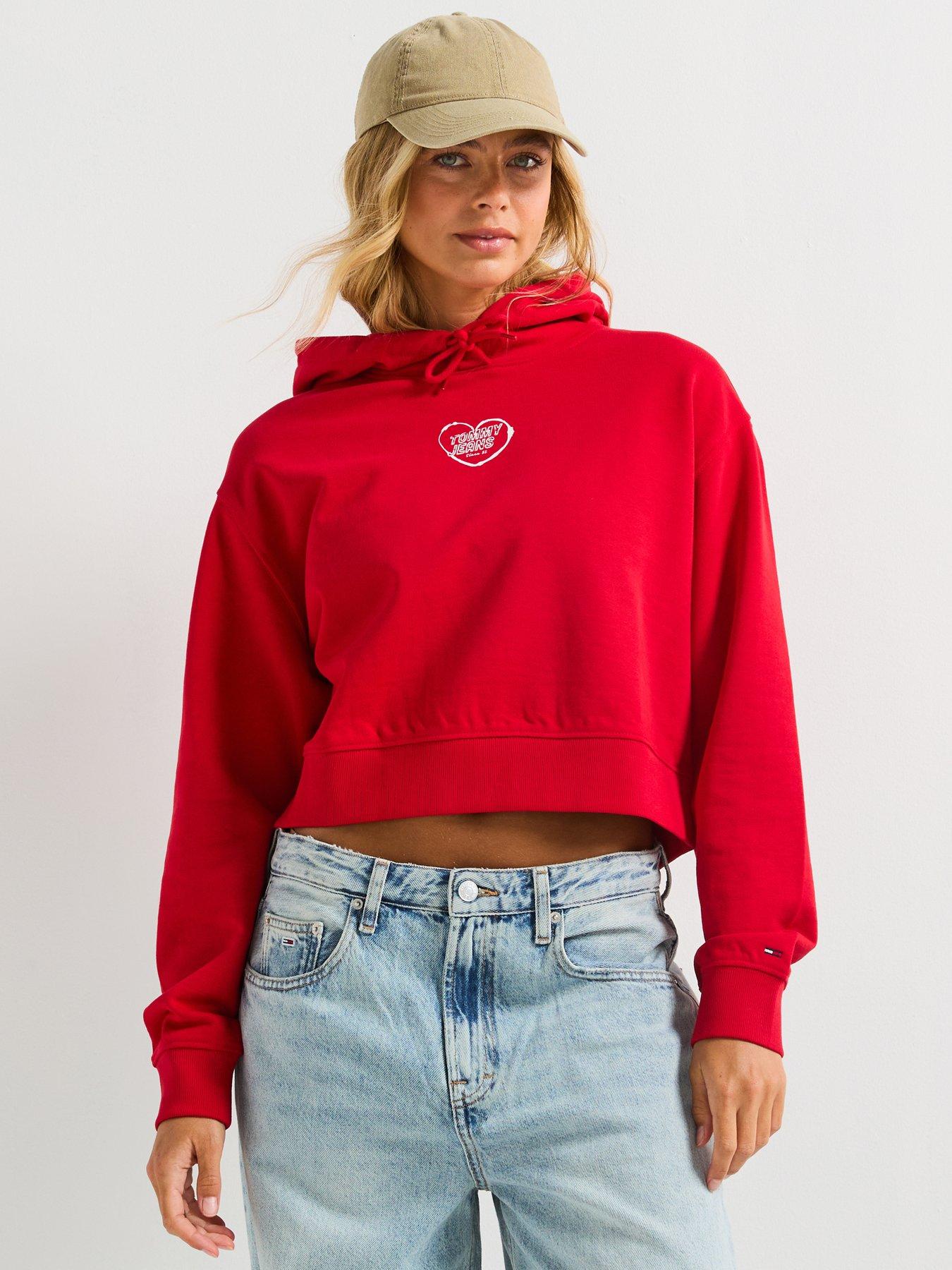 Tommy Jeans Relax Crop Heart Hoodie - Red