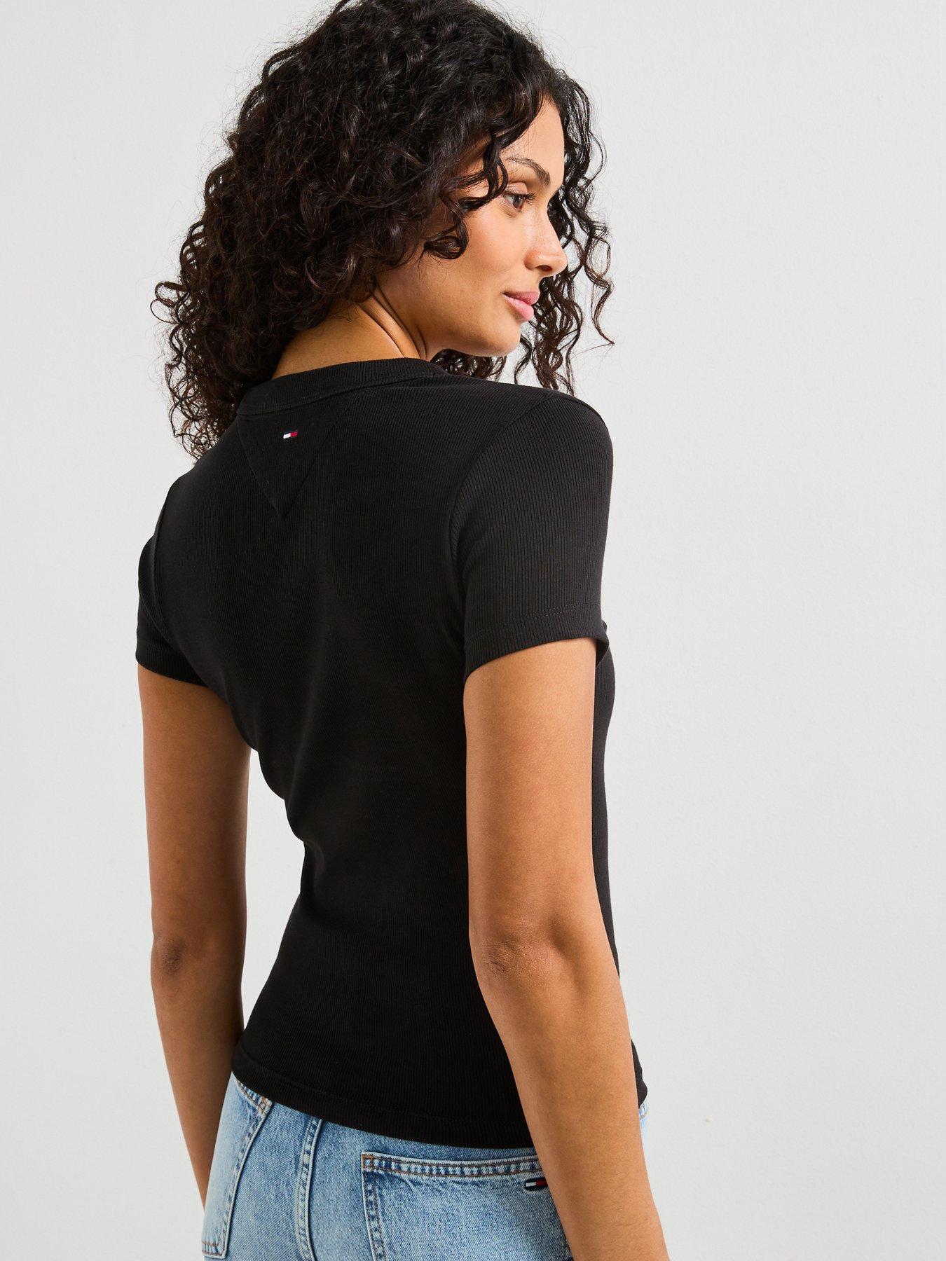 Image 2 of 6 of Tommy Jeans Script Label Short Sleeve T-Shirt - Black