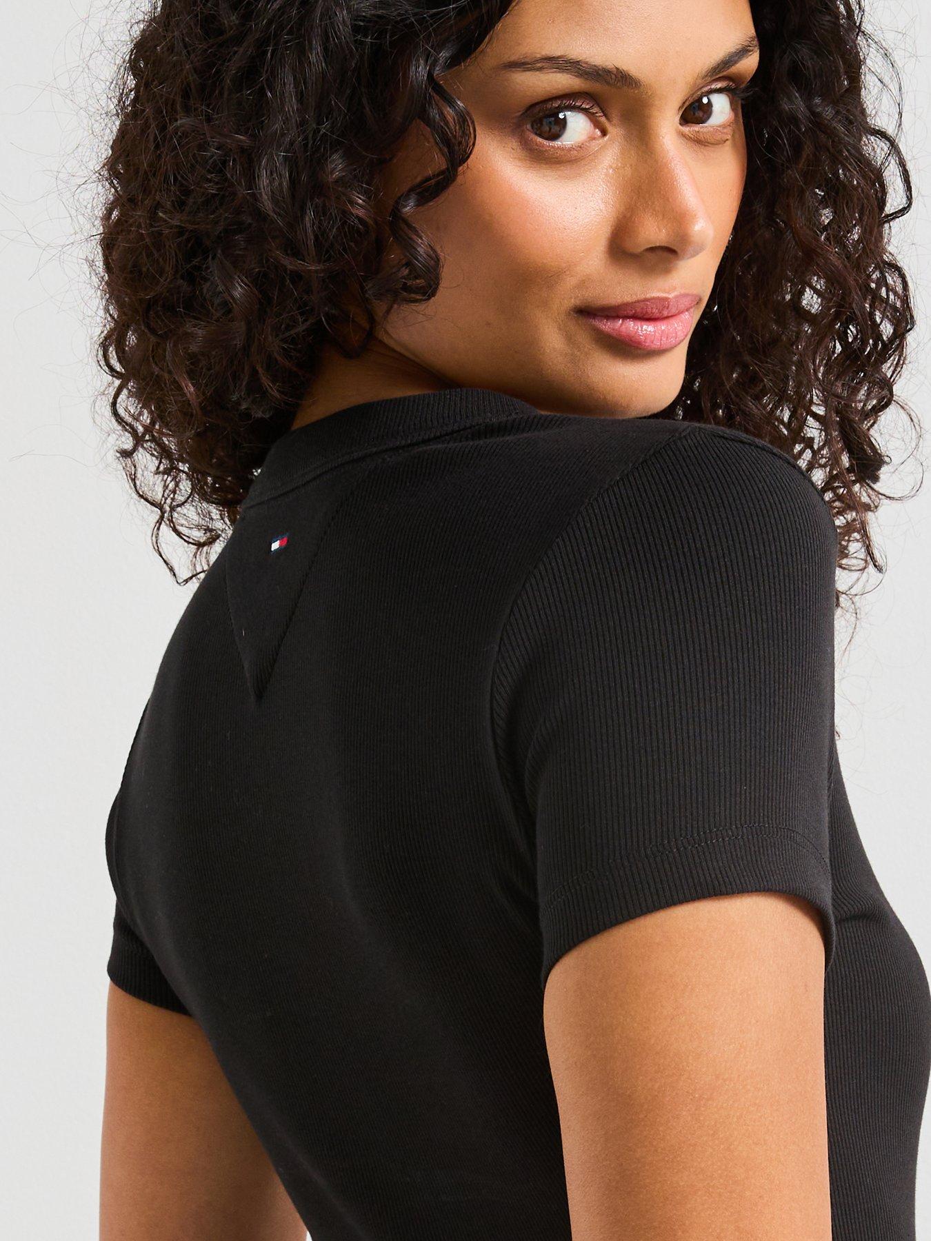 Image 4 of 6 of Tommy Jeans Script Label Short Sleeve T-Shirt - Black