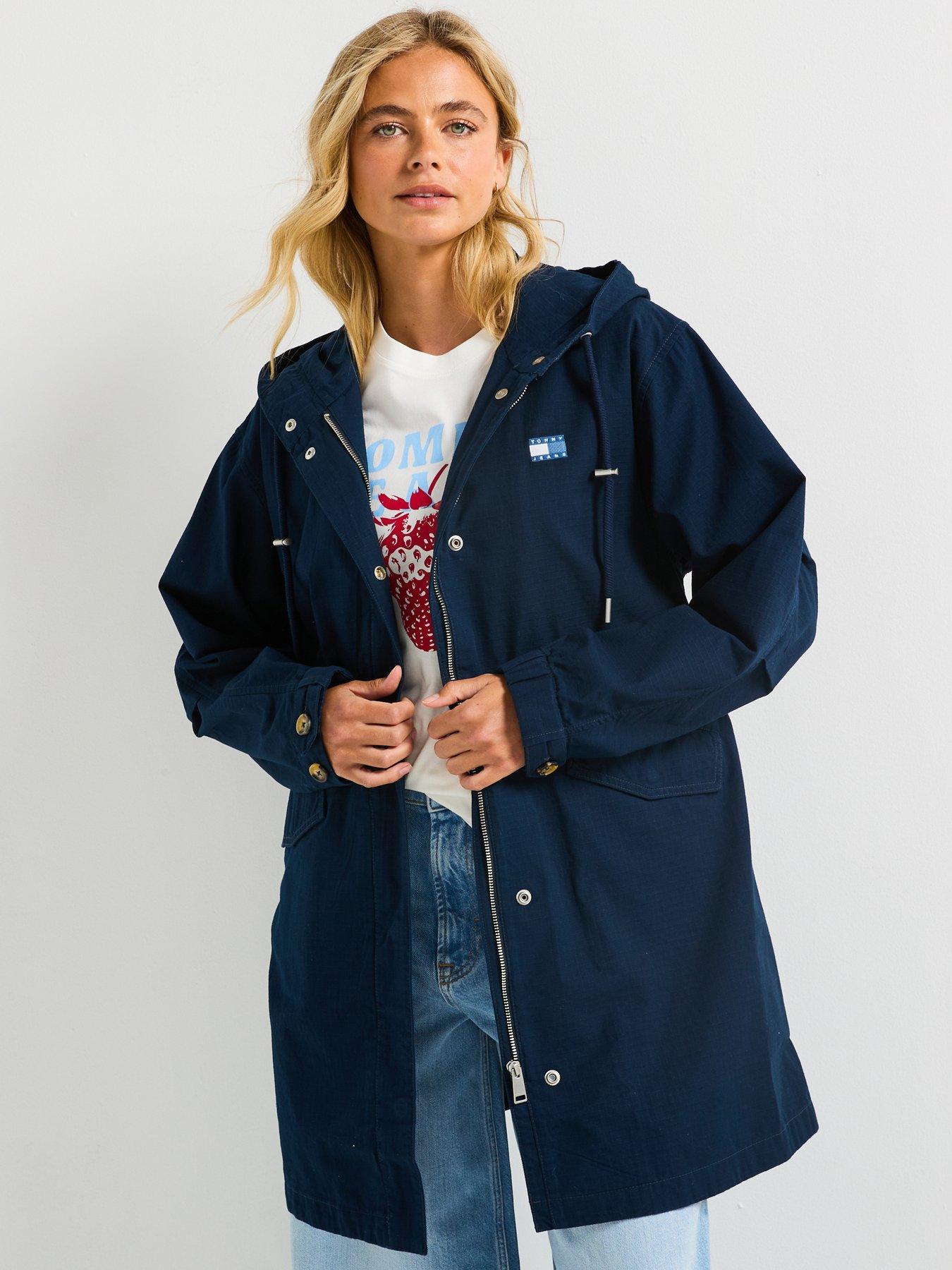 Tommy Jeans Badge Relaxed Waisted Midi Coat - Navy
