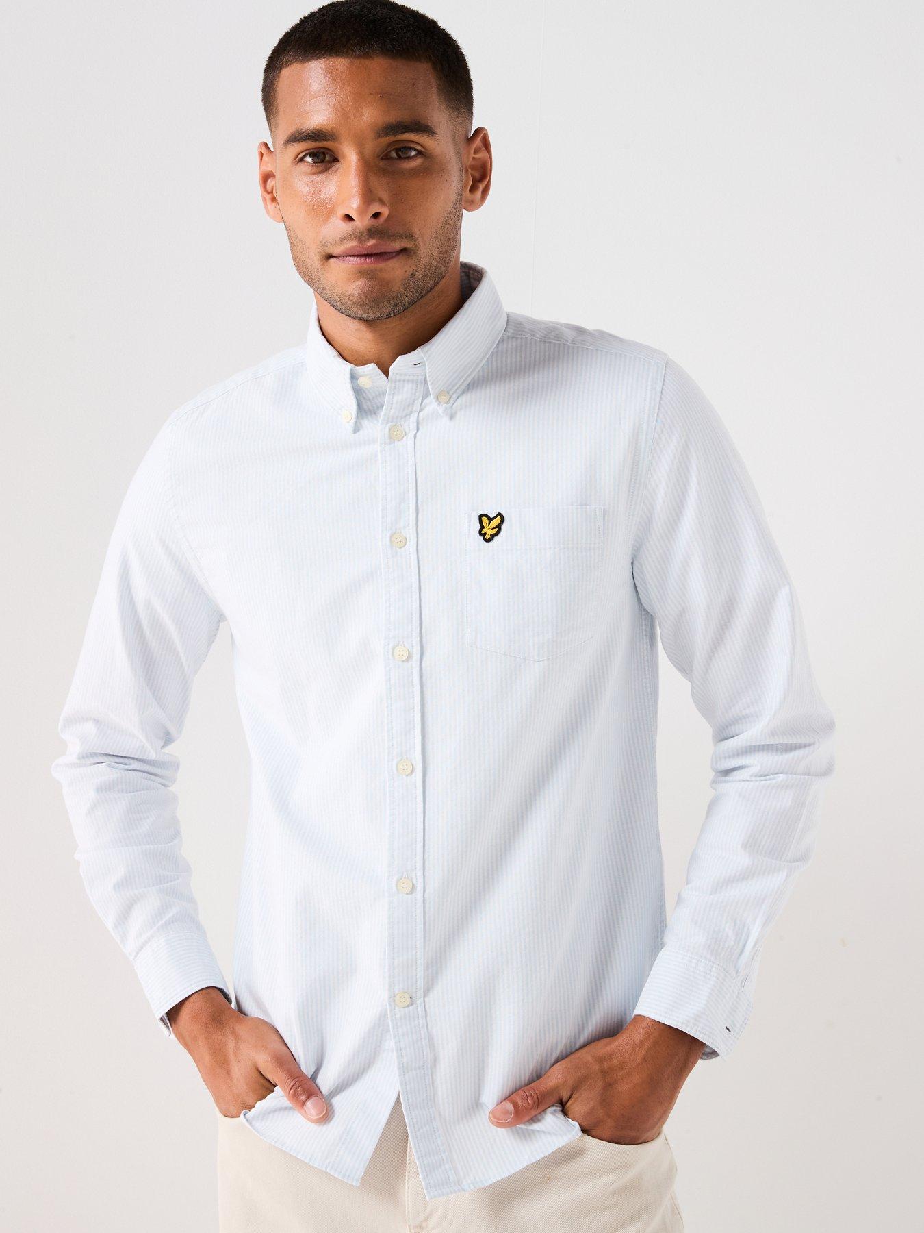 Image 1 of 4 of Lyle & Scott Stripe Oxford Long Sleeve Shirt - Light Blue