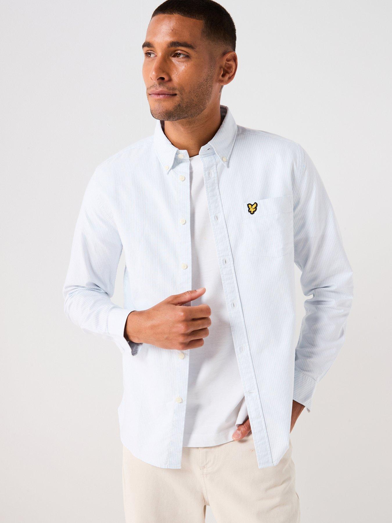 Image 4 of 4 of Lyle & Scott Stripe Oxford Long Sleeve Shirt - Light Blue