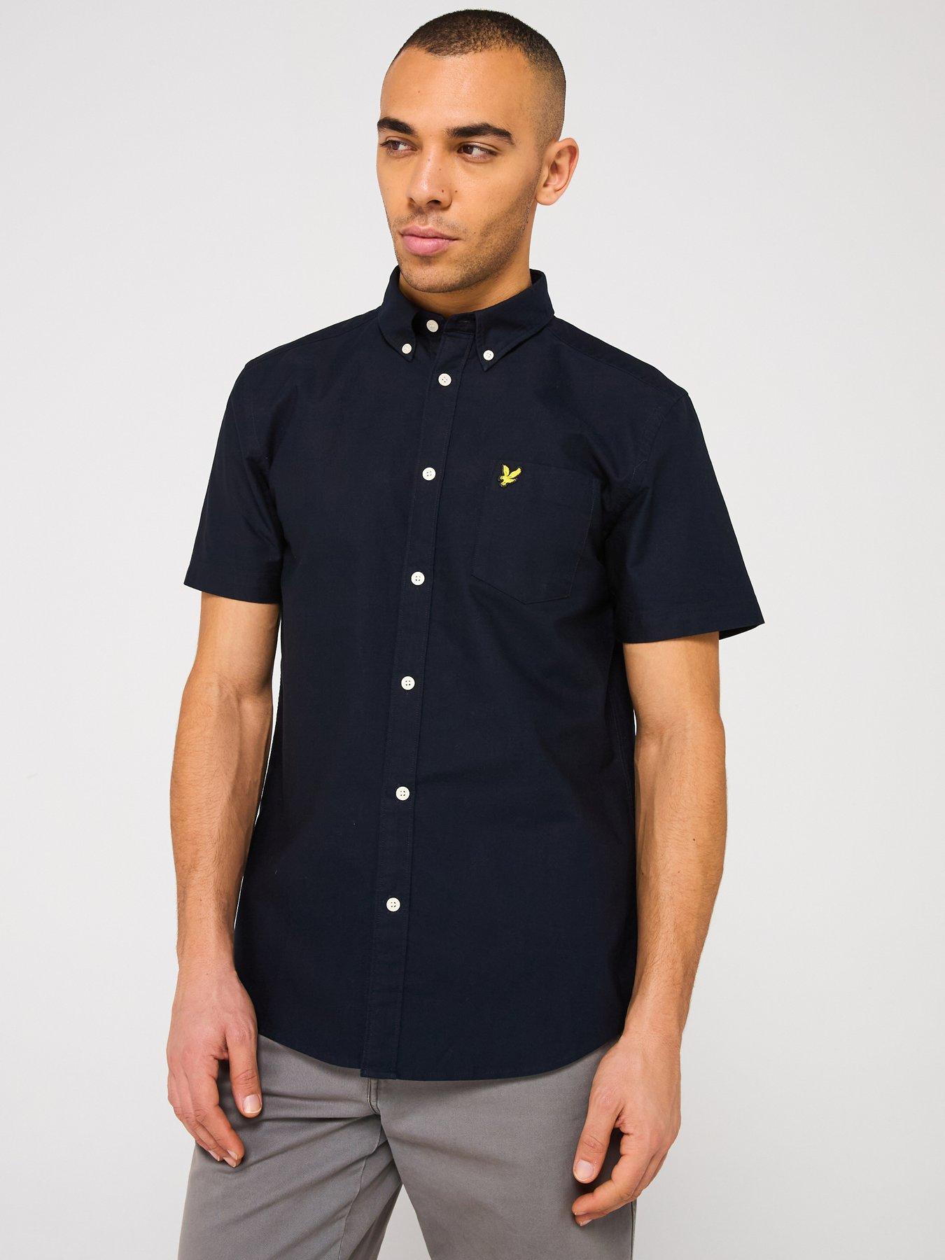 lyle-scott-oxford-short-sleeve-shirt-navy