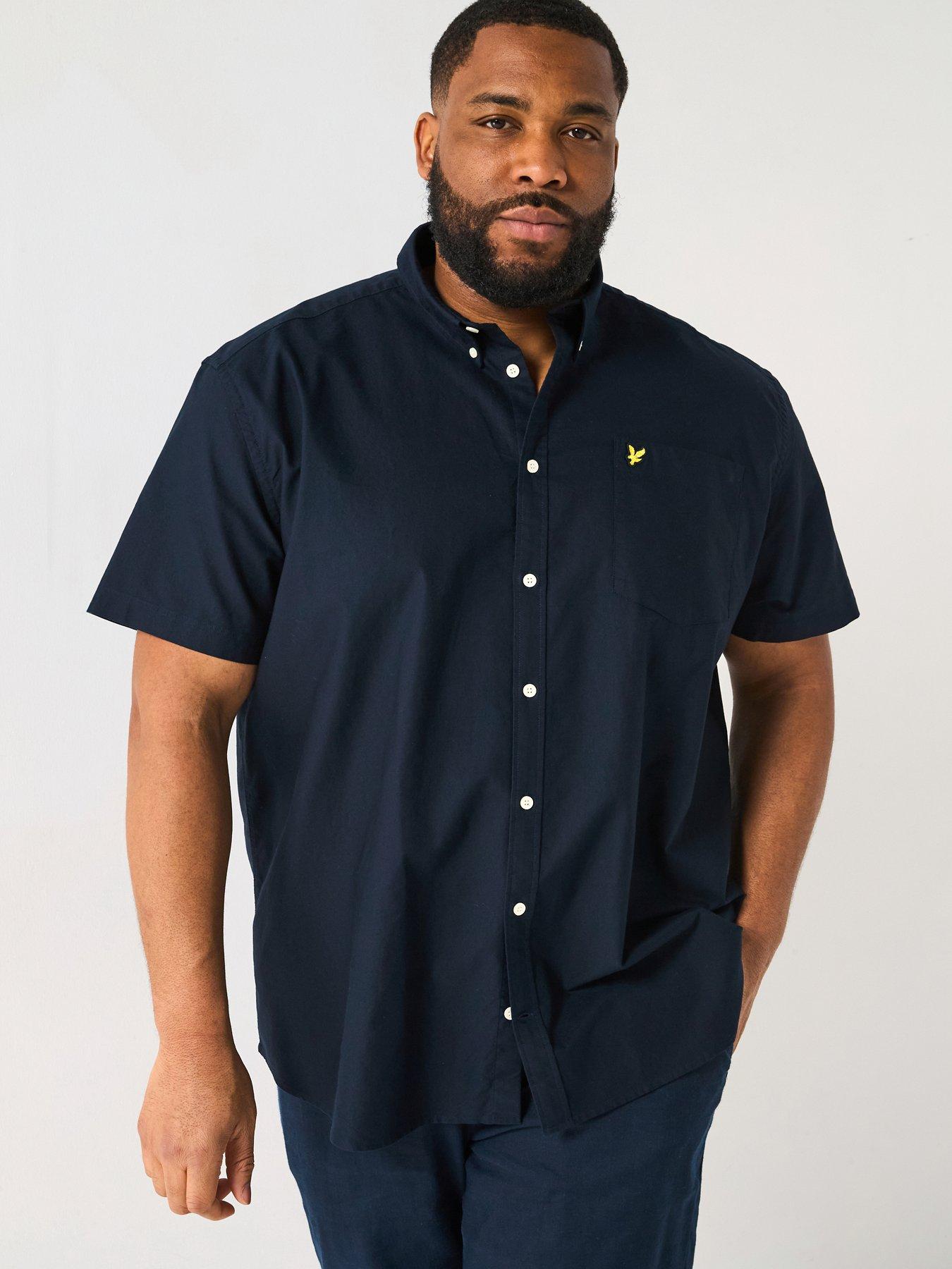 Image 1 of 6 of Lyle & Scott Big Tall Short Sleeve Oxford Shirt - Navy