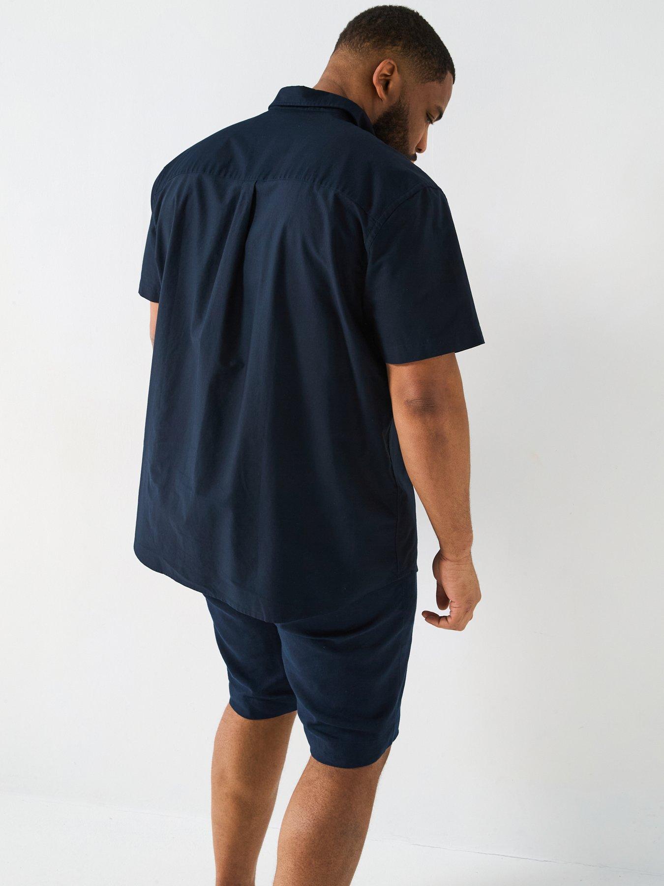 Image 2 of 6 of Lyle & Scott Big Tall Short Sleeve Oxford Shirt - Navy