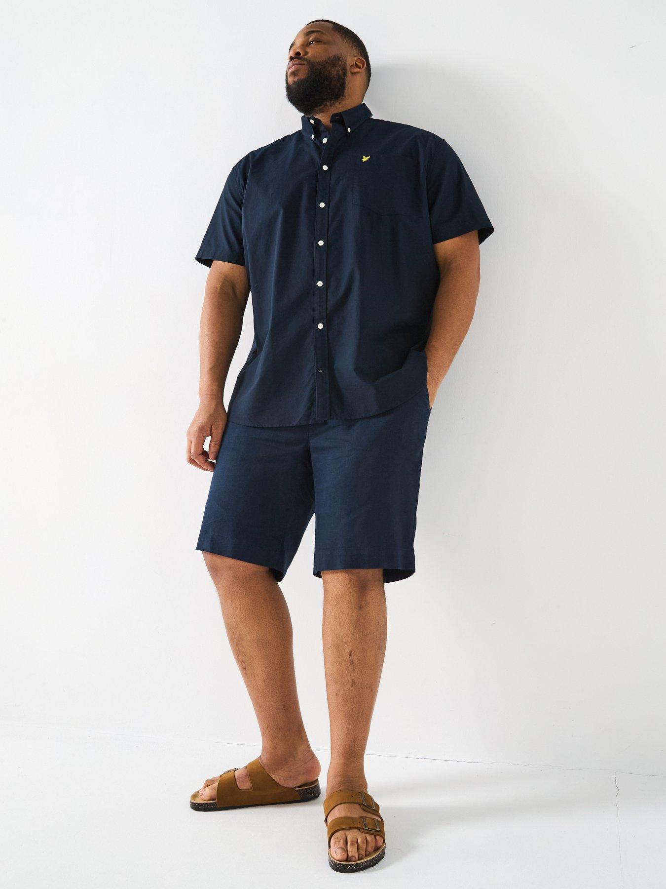 Image 3 of 6 of Lyle & Scott Big Tall Short Sleeve Oxford Shirt - Navy