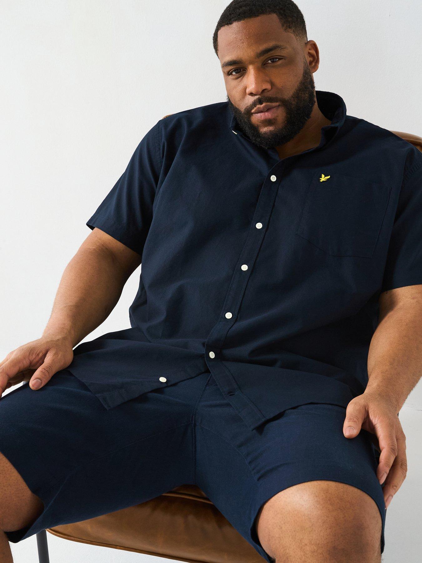 Image 4 of 6 of Lyle & Scott Big Tall Short Sleeve Oxford Shirt - Navy