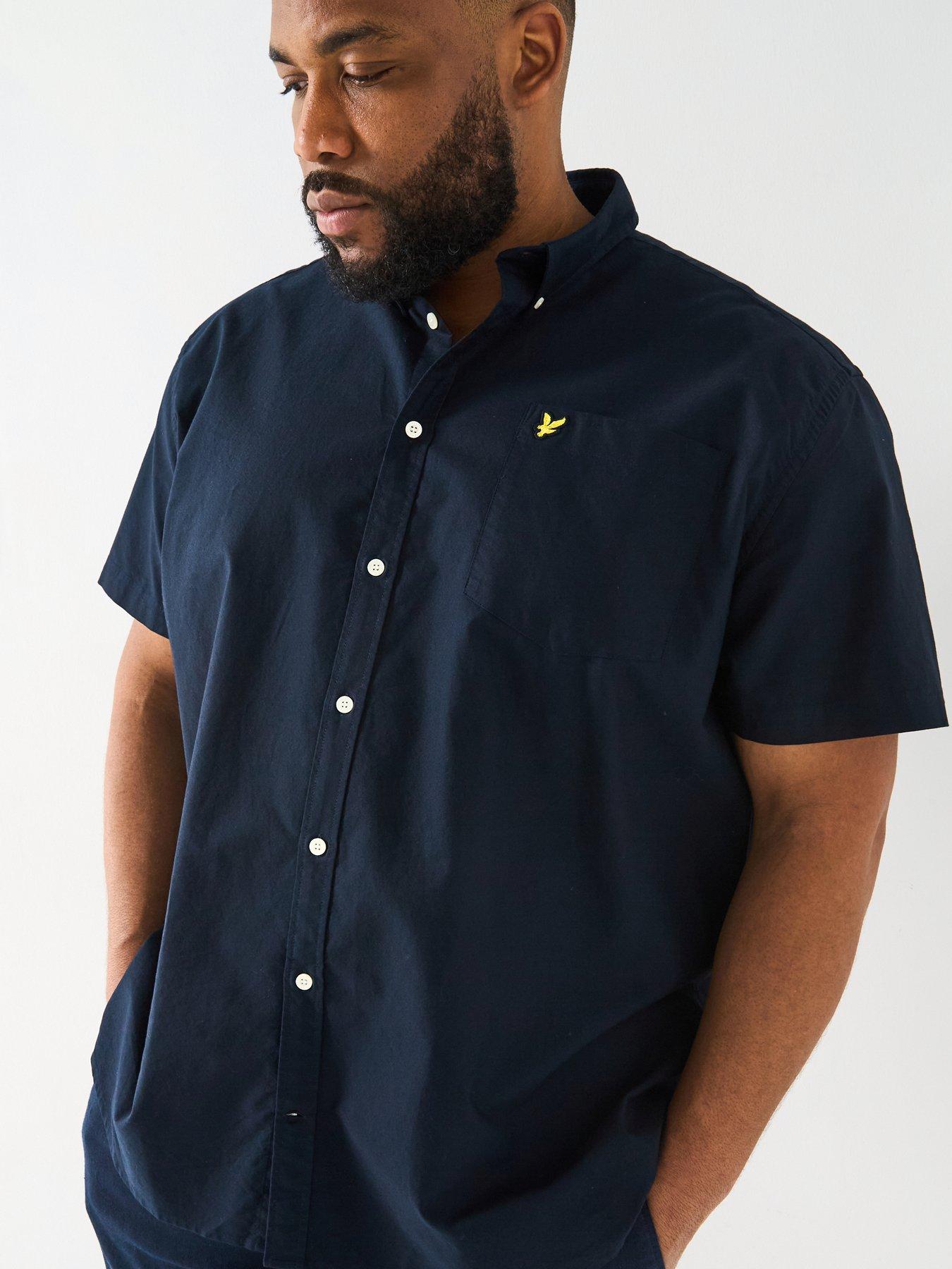 Image 5 of 6 of Lyle & Scott Big Tall Short Sleeve Oxford Shirt - Navy