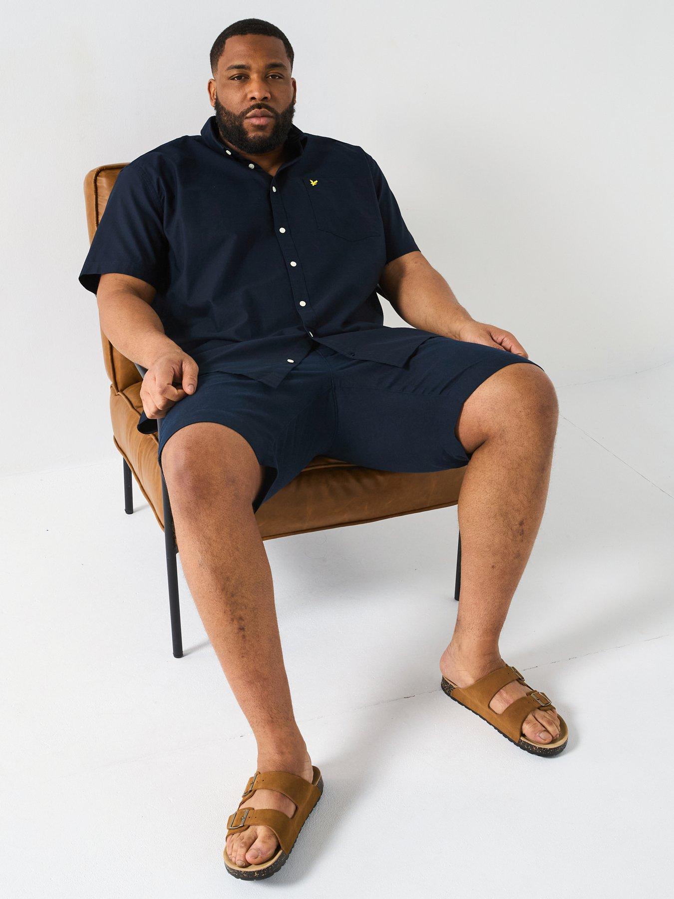Image 6 of 6 of Lyle & Scott Big Tall Short Sleeve Oxford Shirt - Navy
